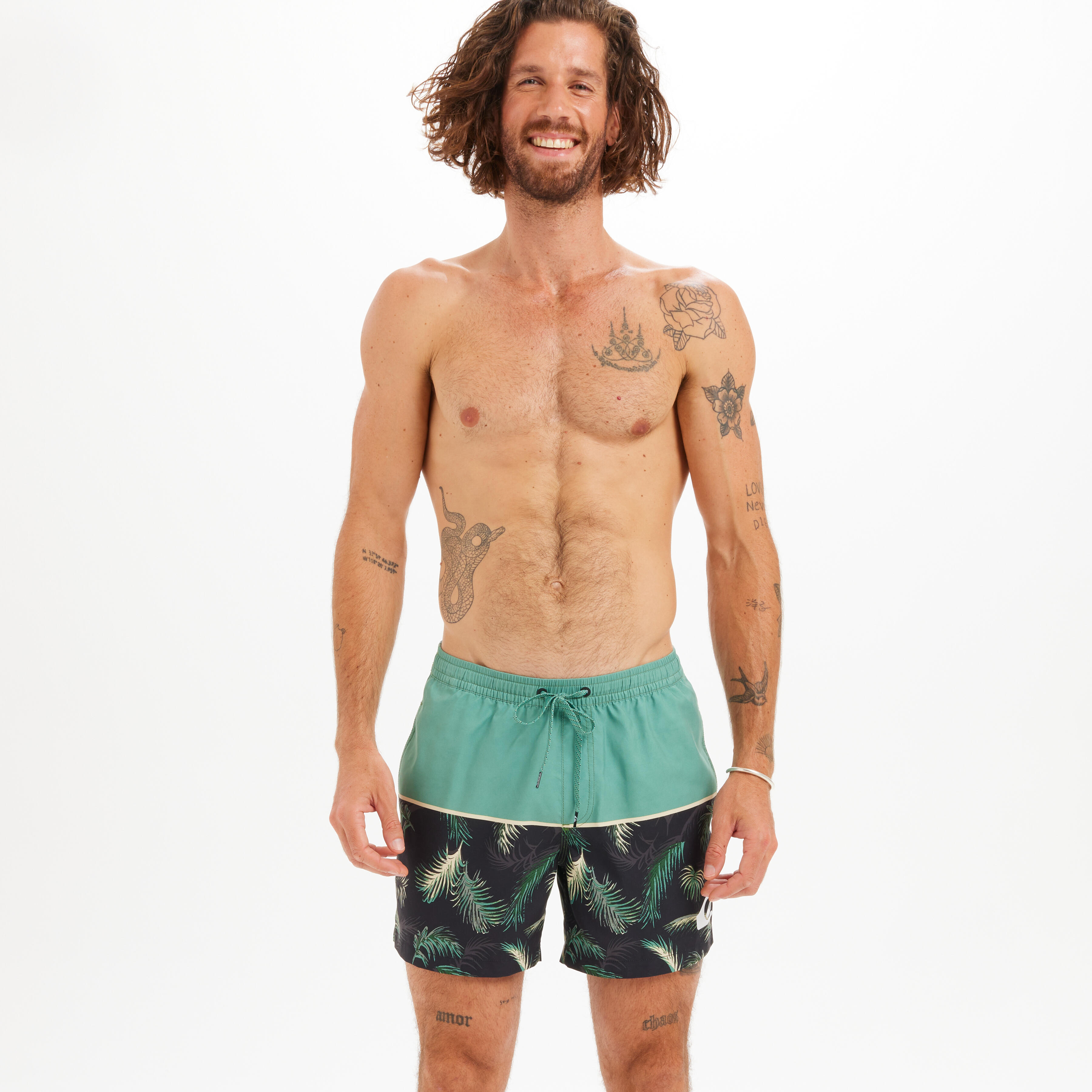 Men's short swim shorts QUIKSILVER VOLLEY TROPICAL green