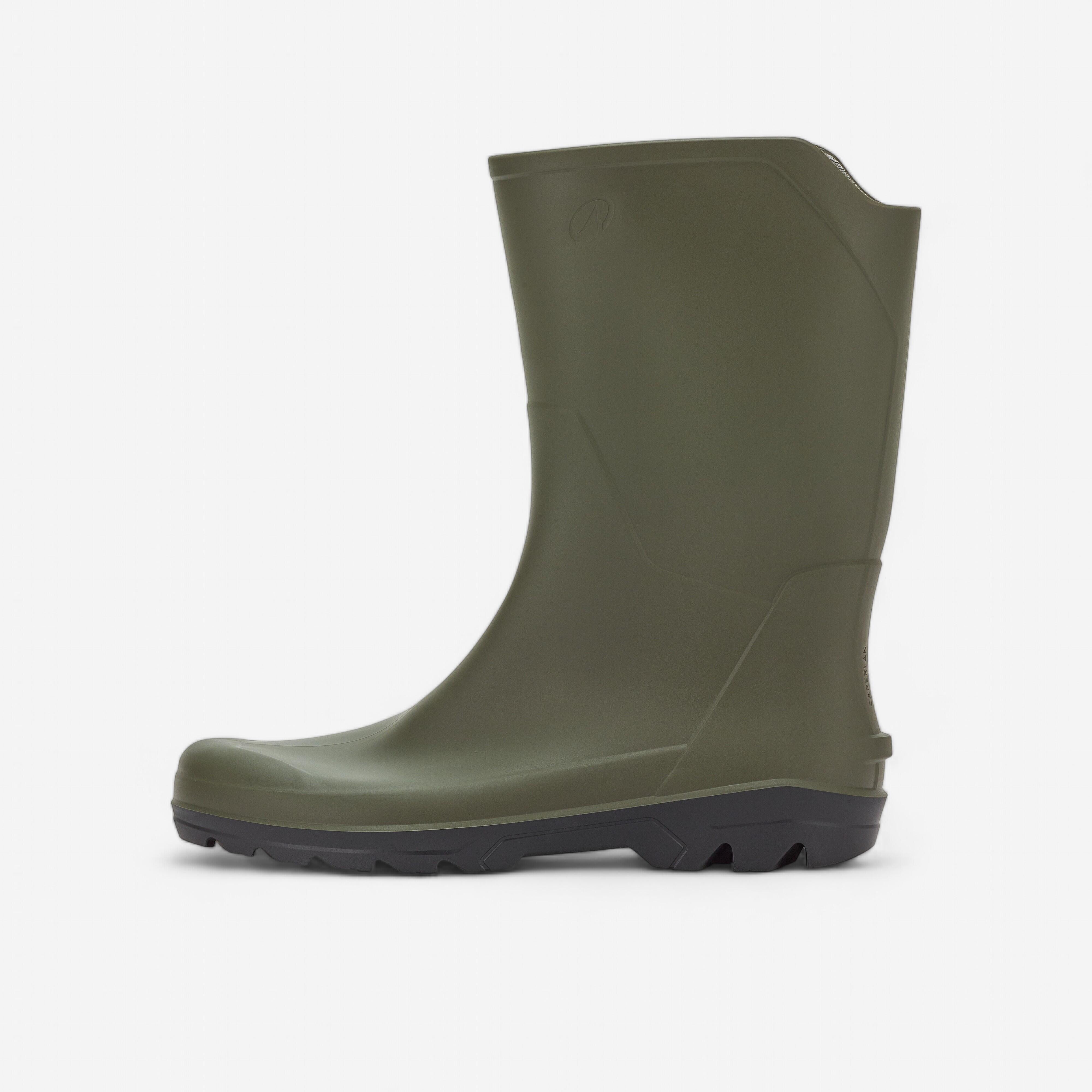 Men’s short and lightweight waterproof wellies LAND 100 green