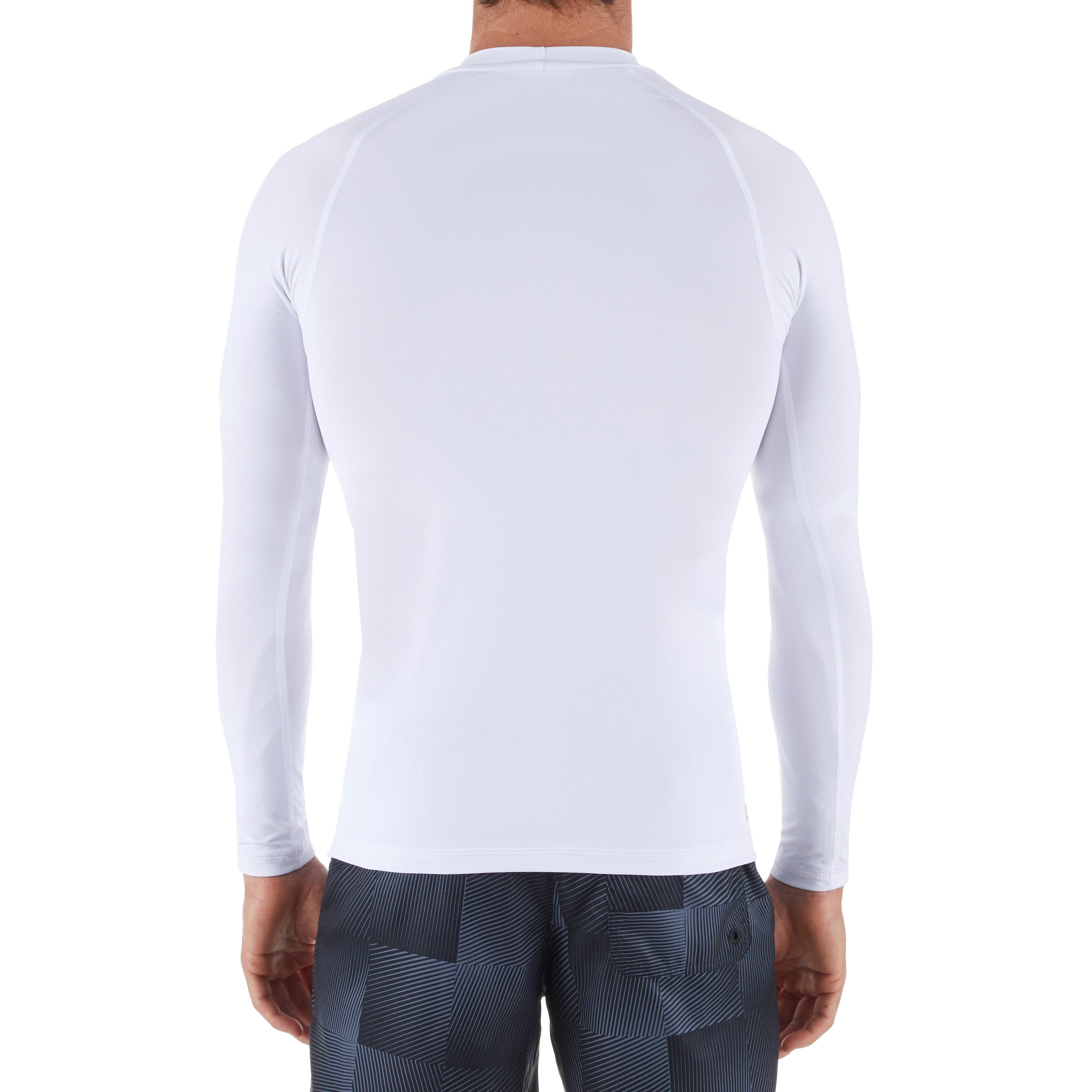 100 Men's Long Sleeve UV Protection Surfing Top T-Shirt - White