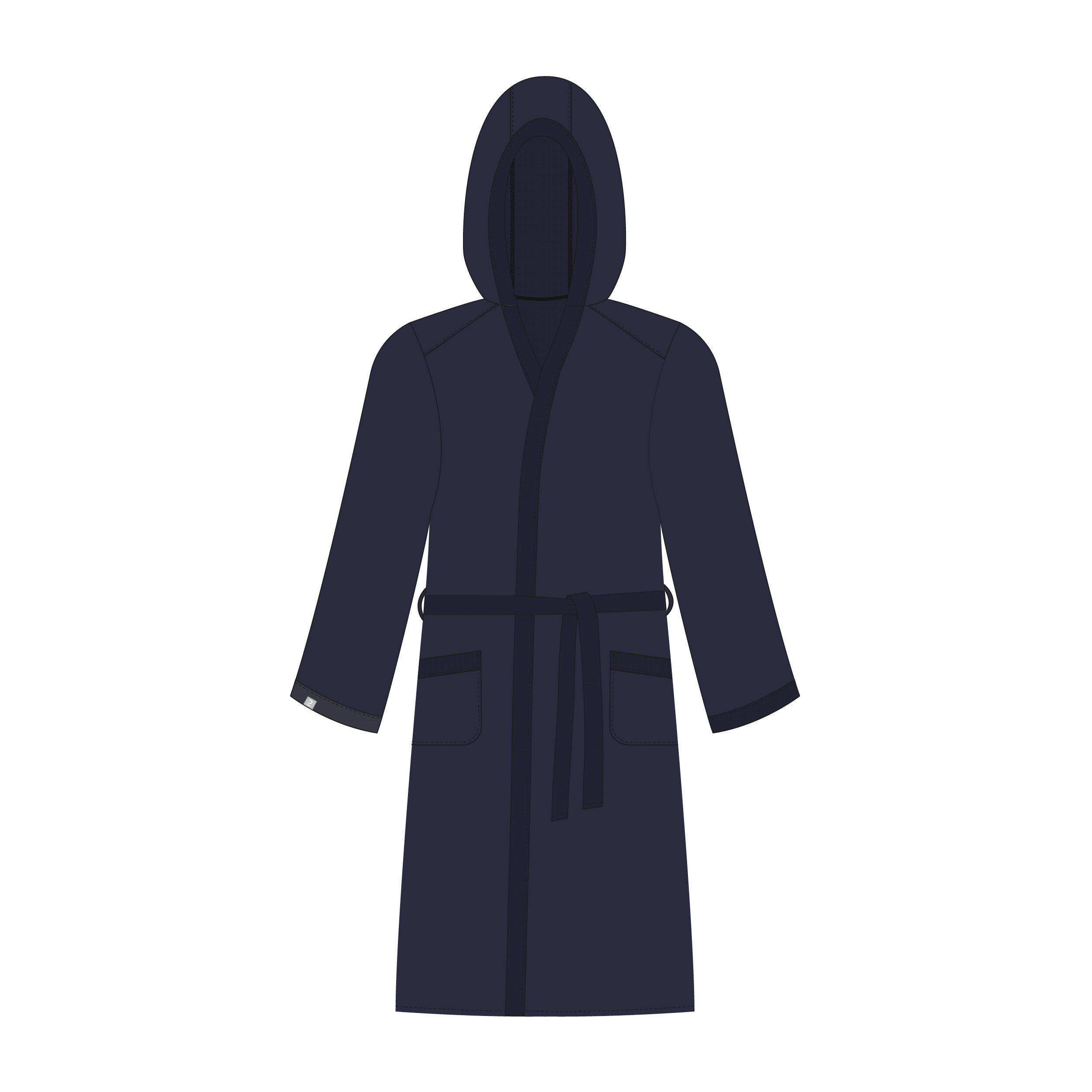 Men’s microfibre compact hooded bathrobe in dark blue