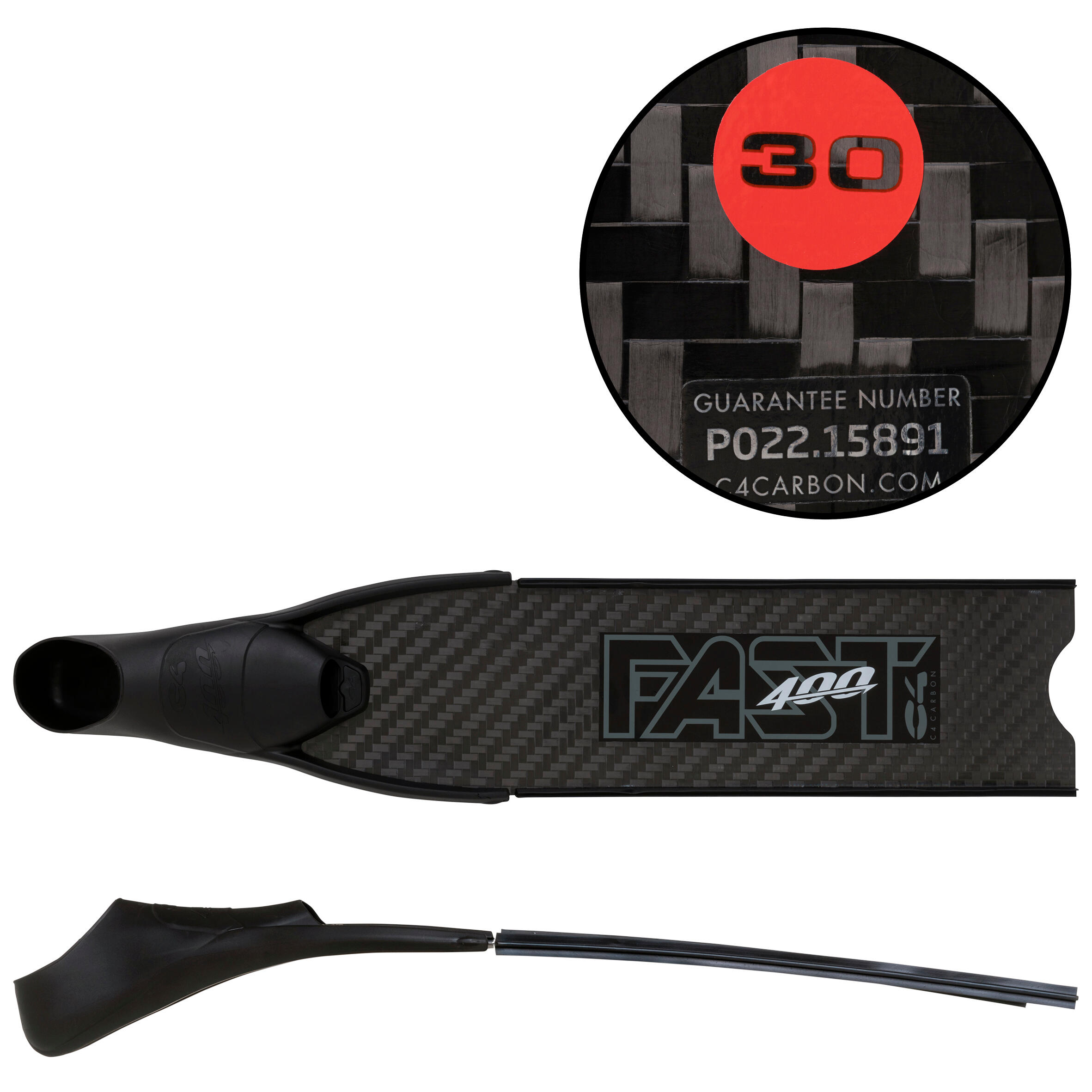 FREEDIVING AND SPEARFISHING FINS CARBON MEDIUM FAST 400 C4 100% CARBON