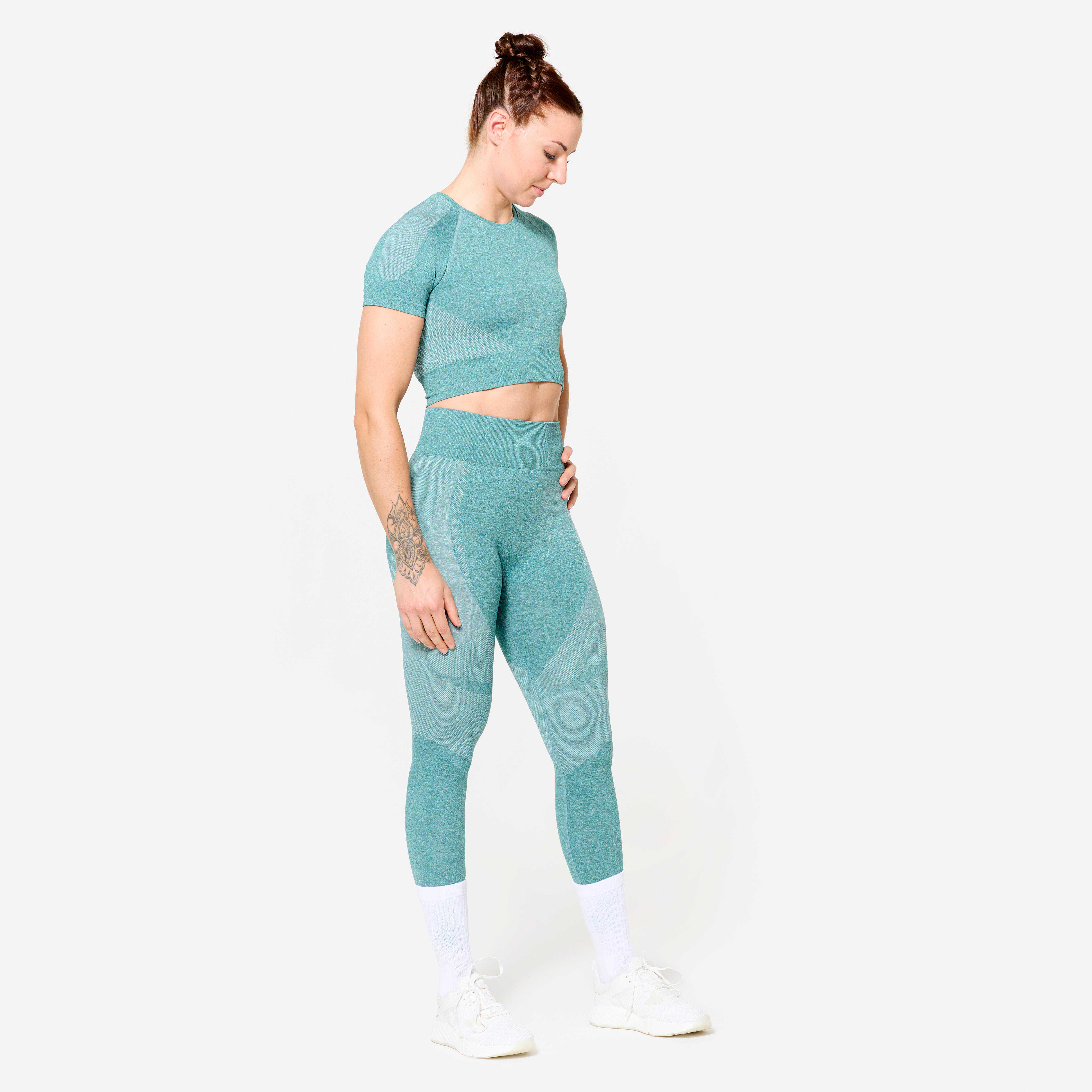 Women's Cropped T-Shirt - Turquoise