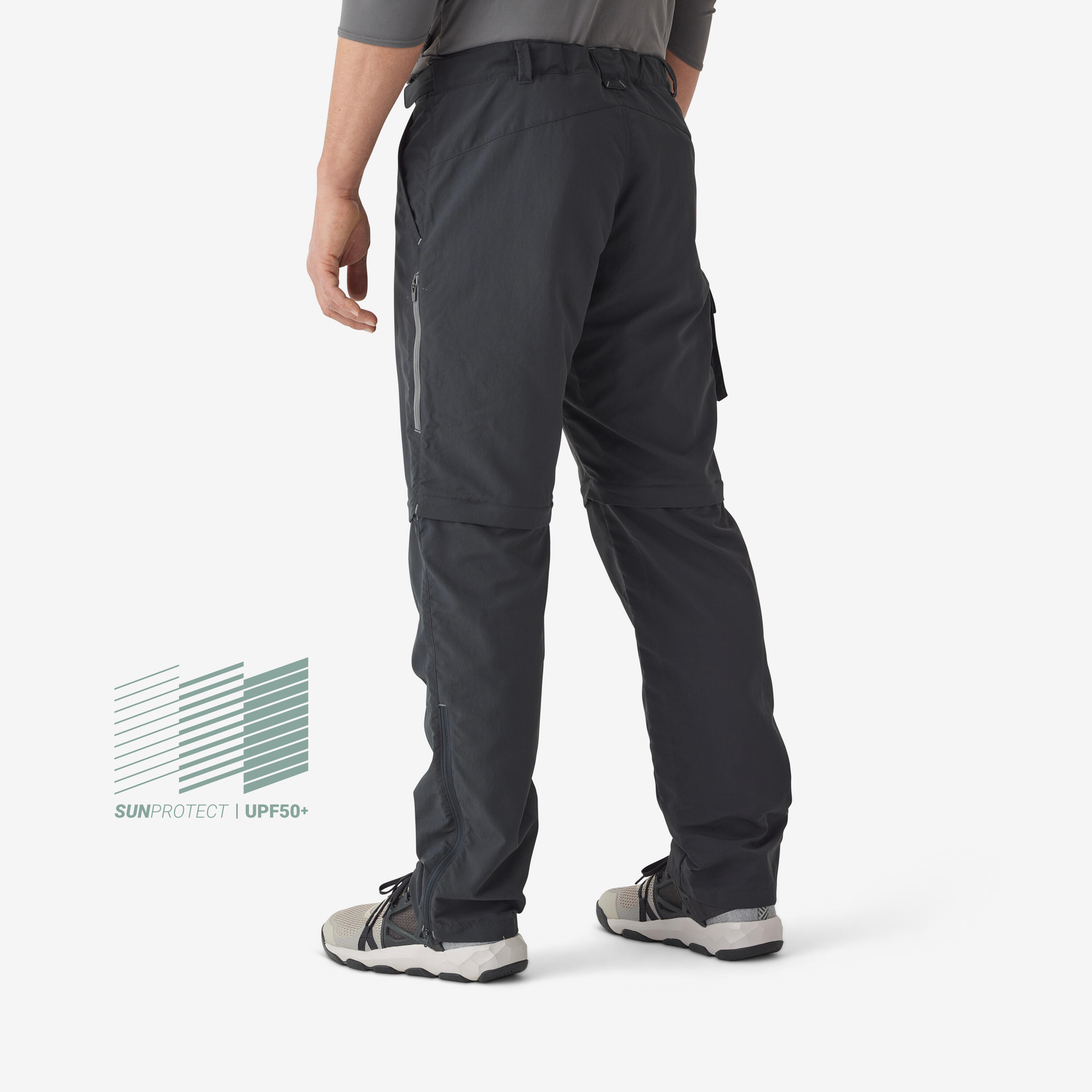 Fishing convertible trousers UPF50+ Men's - FT 500 ANTI-UV grey