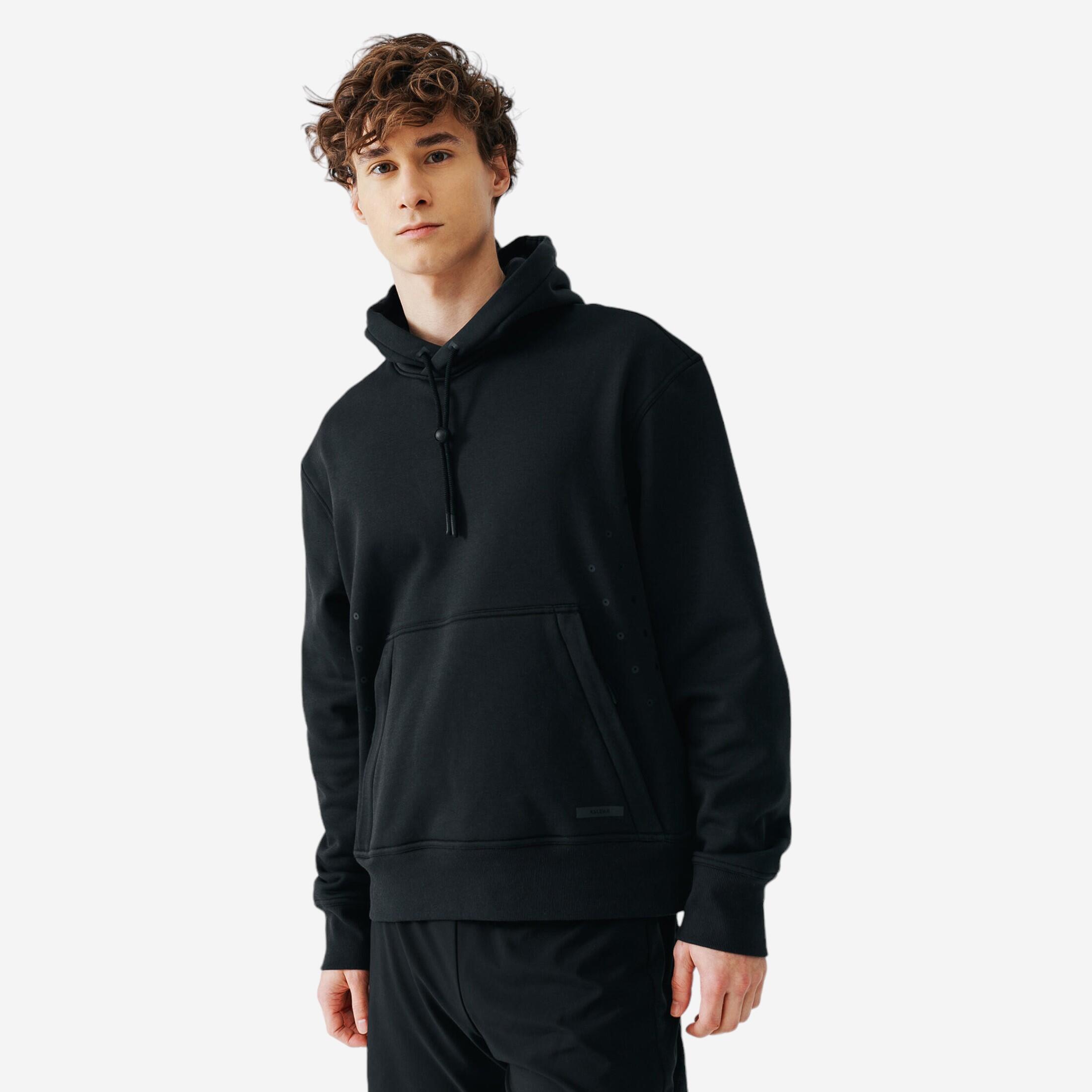 Men's warm running hoodie - Warm 500 - Black