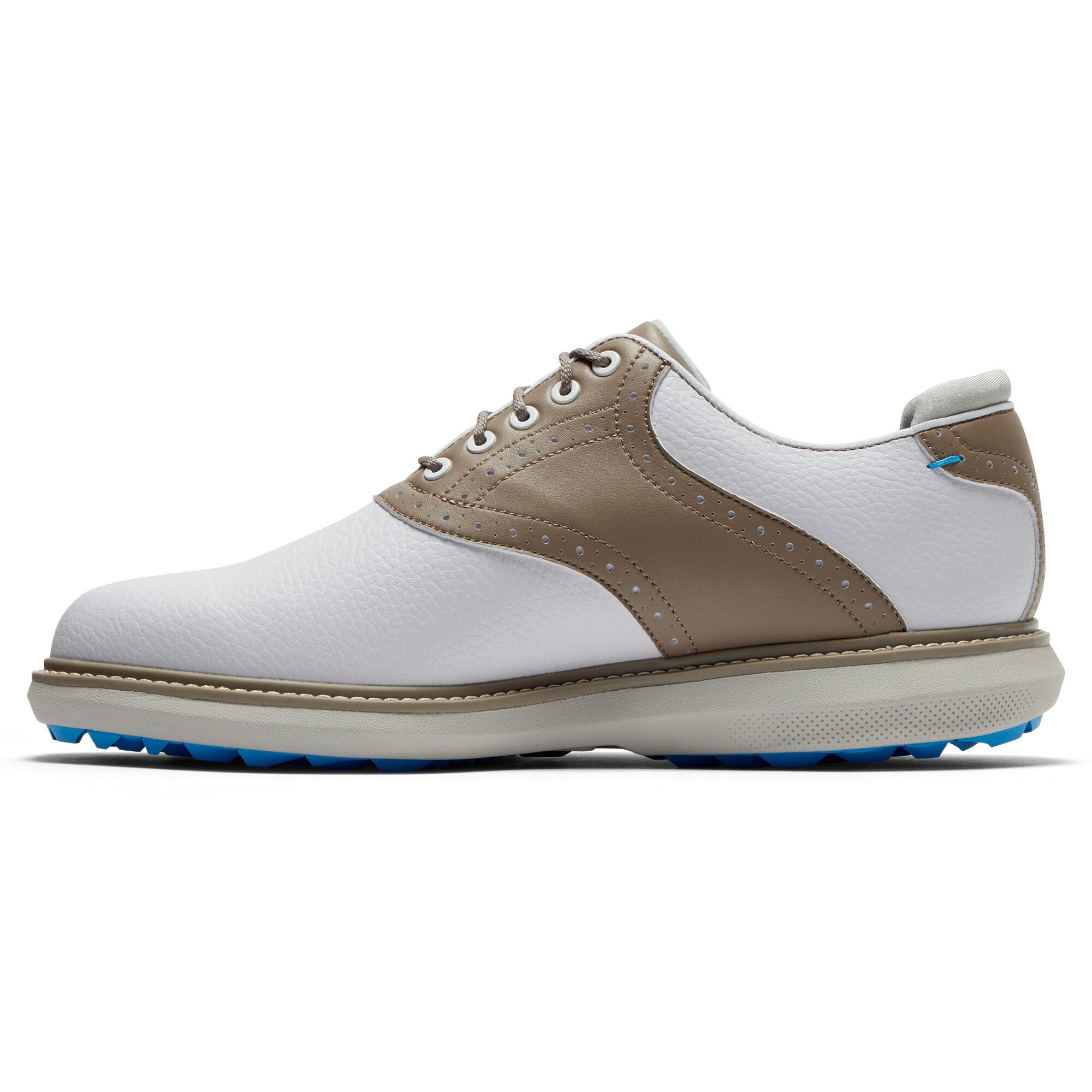 M golf shoes FootJoy Traditions Spikeless white khaki - Wide width