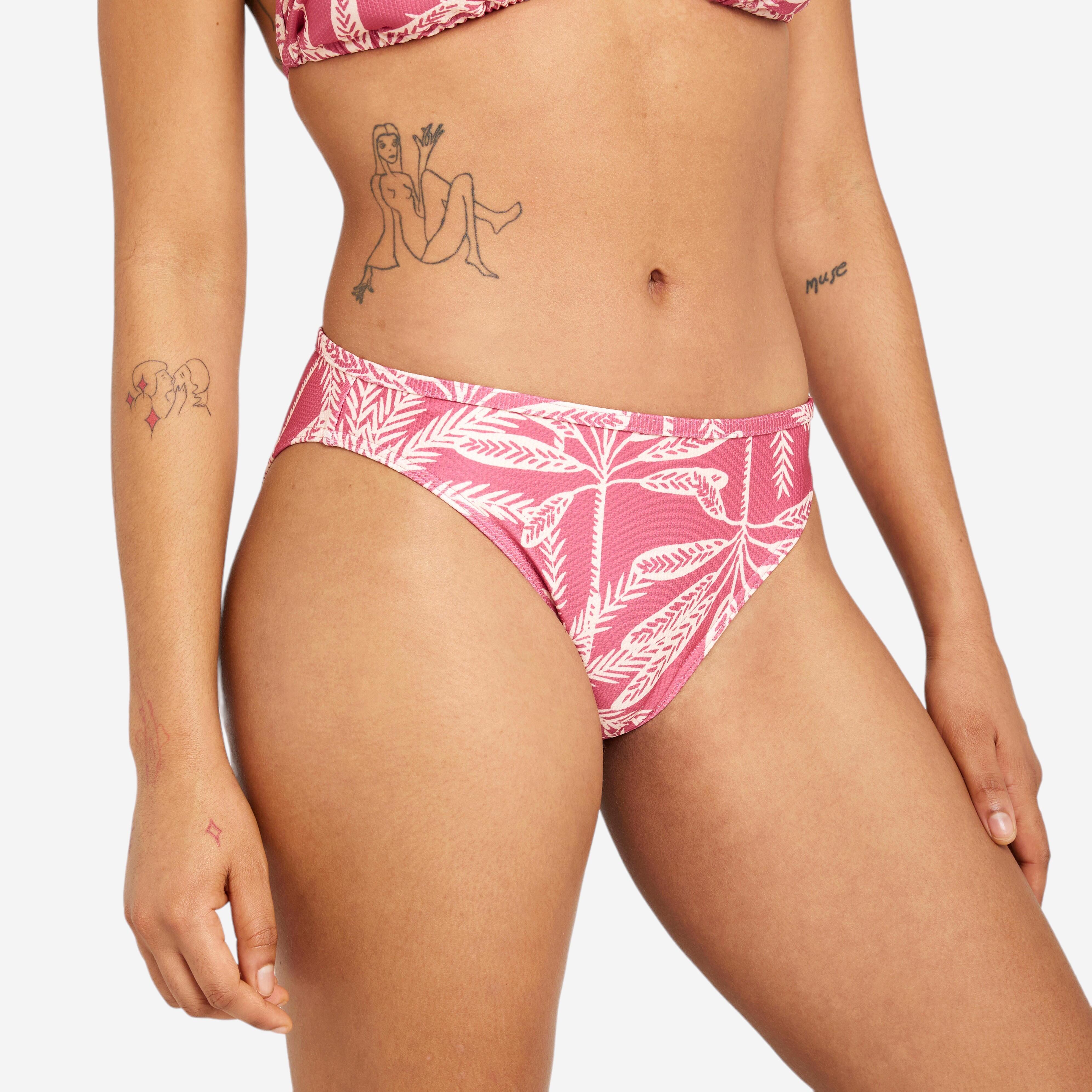 Women's swimsuit bottoms textured briefs - Nina palmer pink