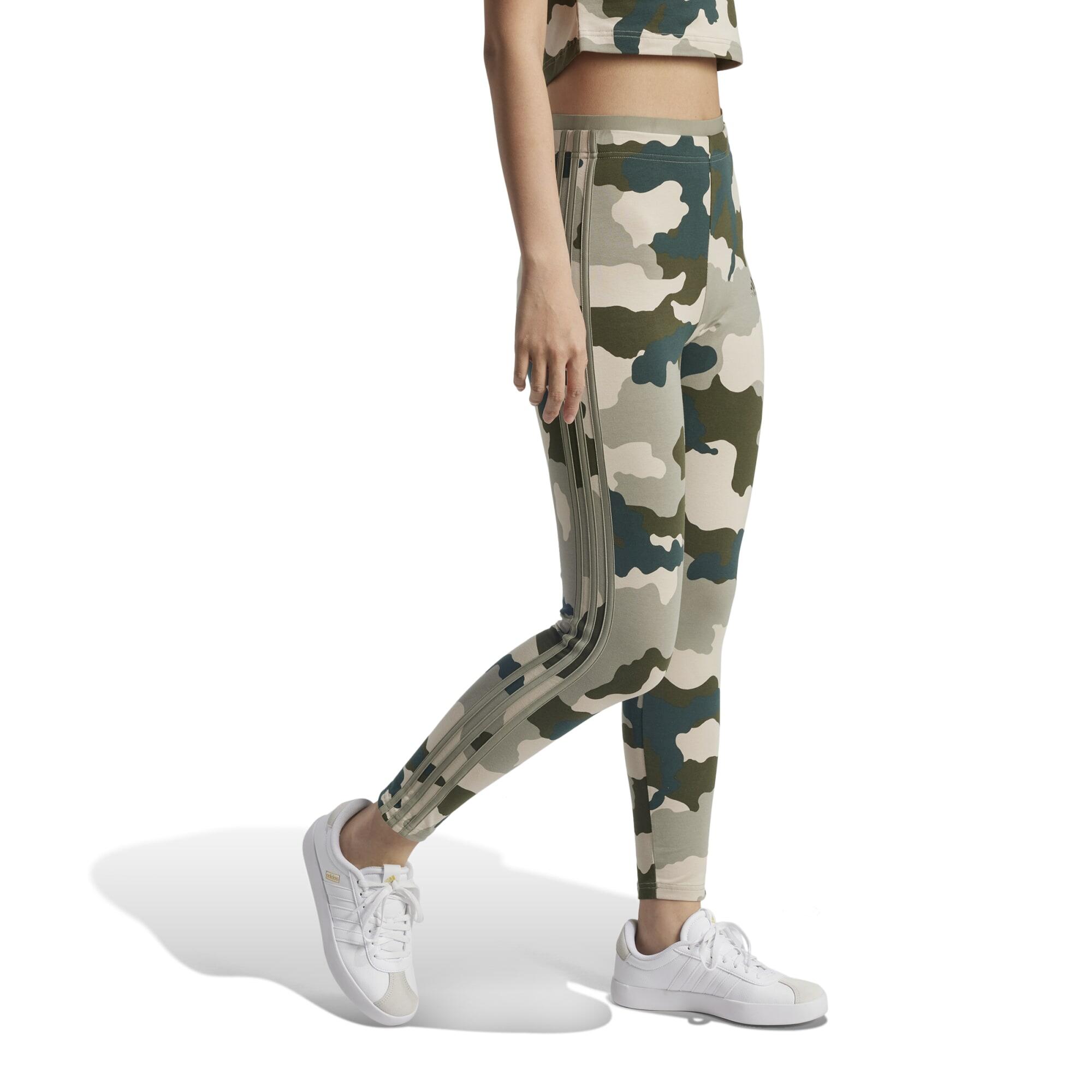 Women's 3 Stripe Print Leggings - Black/Camouflage