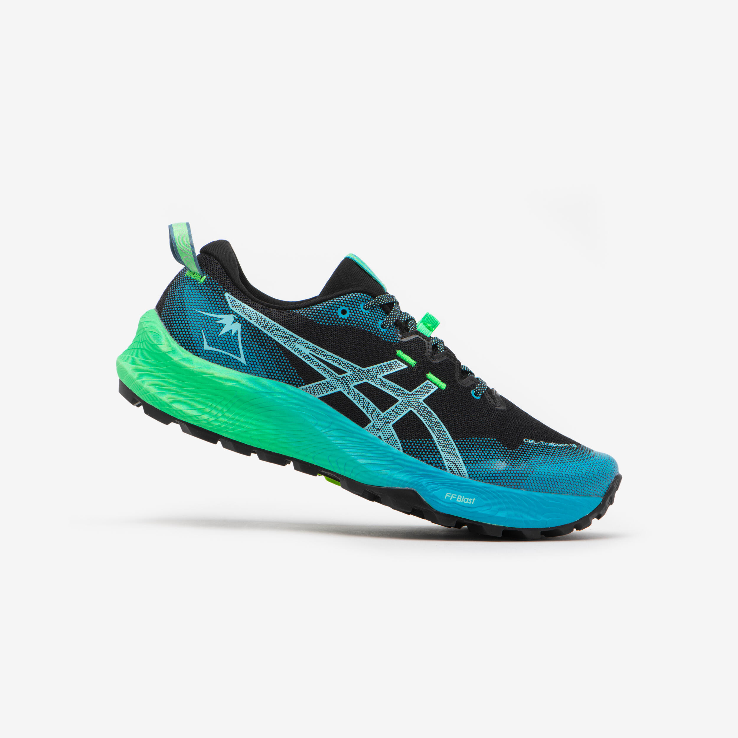 MEN'S ASICS GEL-TRABUCO 12 TRAIL RUNNING SHOES - BLACK BLUE GREEN