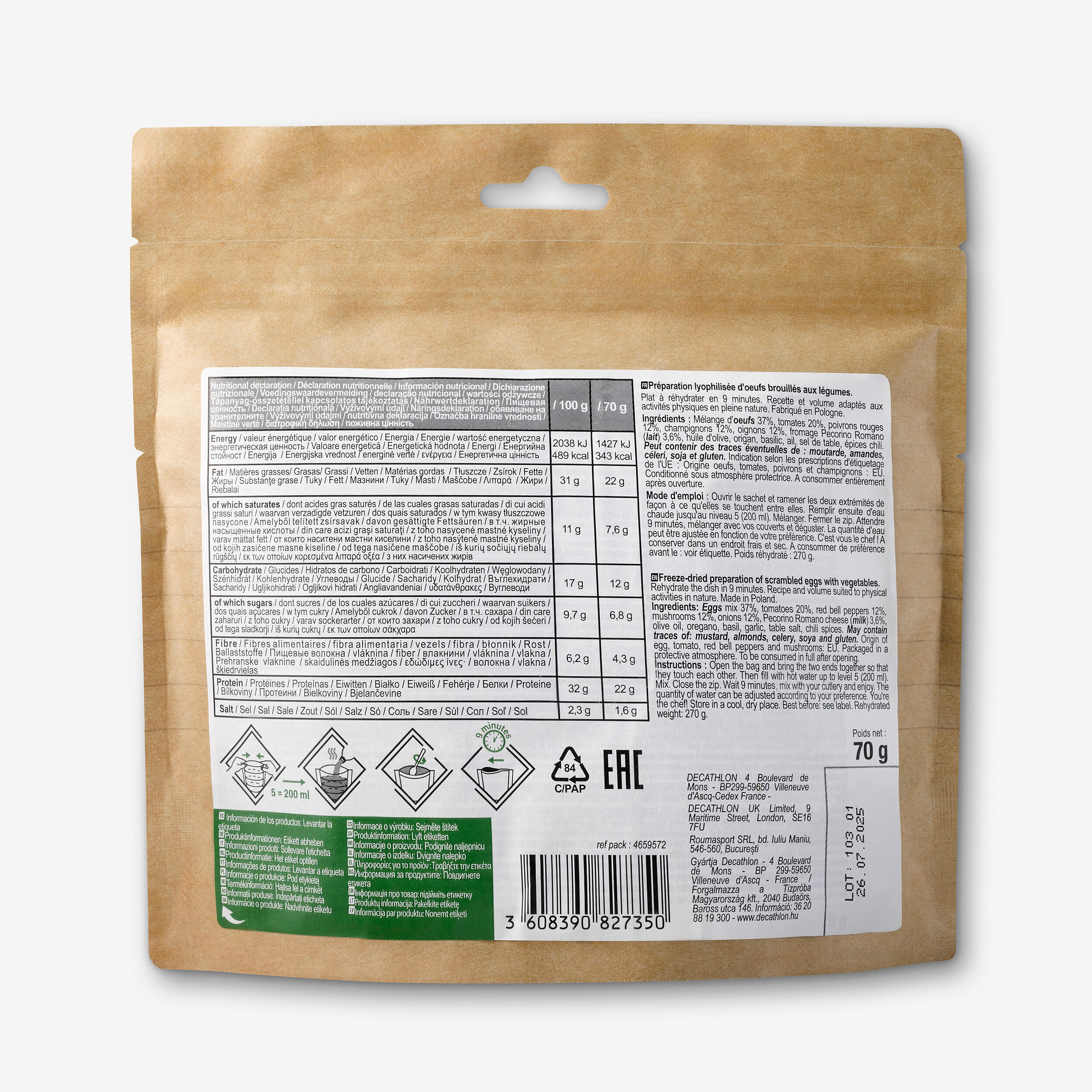 Freeze-dried meal - Scrambled eggs with vegetables - 70 g