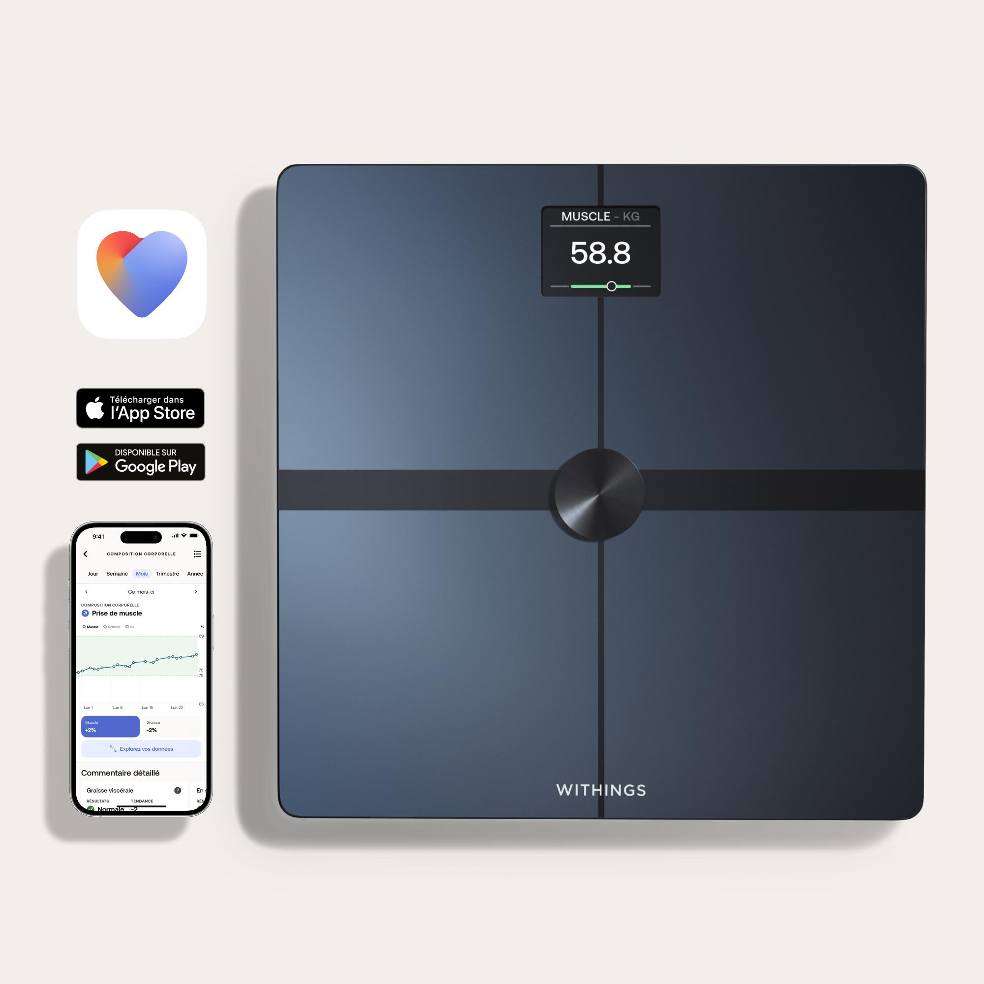 Body Smart connected smart scale with advanced body composition - black