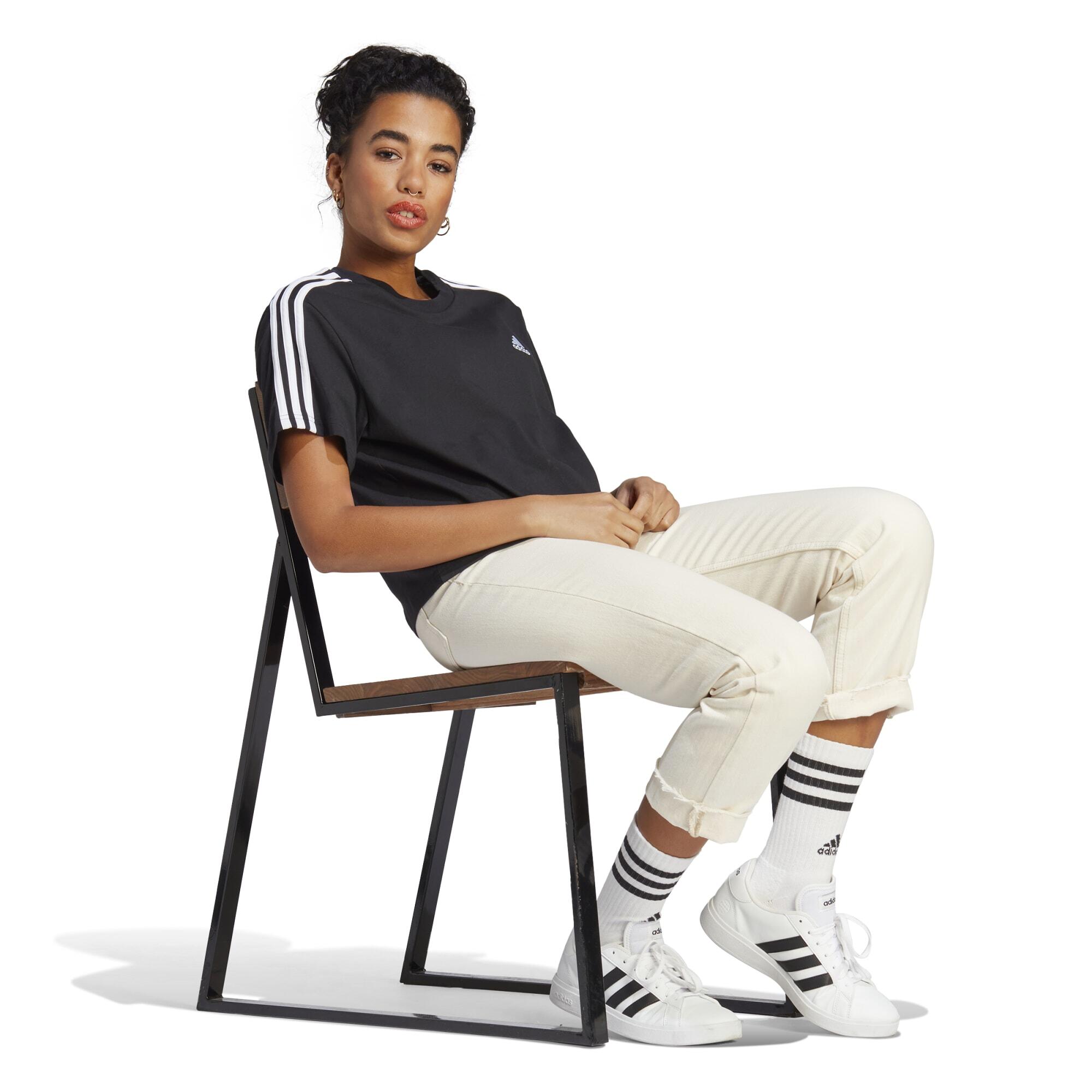 Women's Cropped Low-Impact Fitness T-Shirt - Black