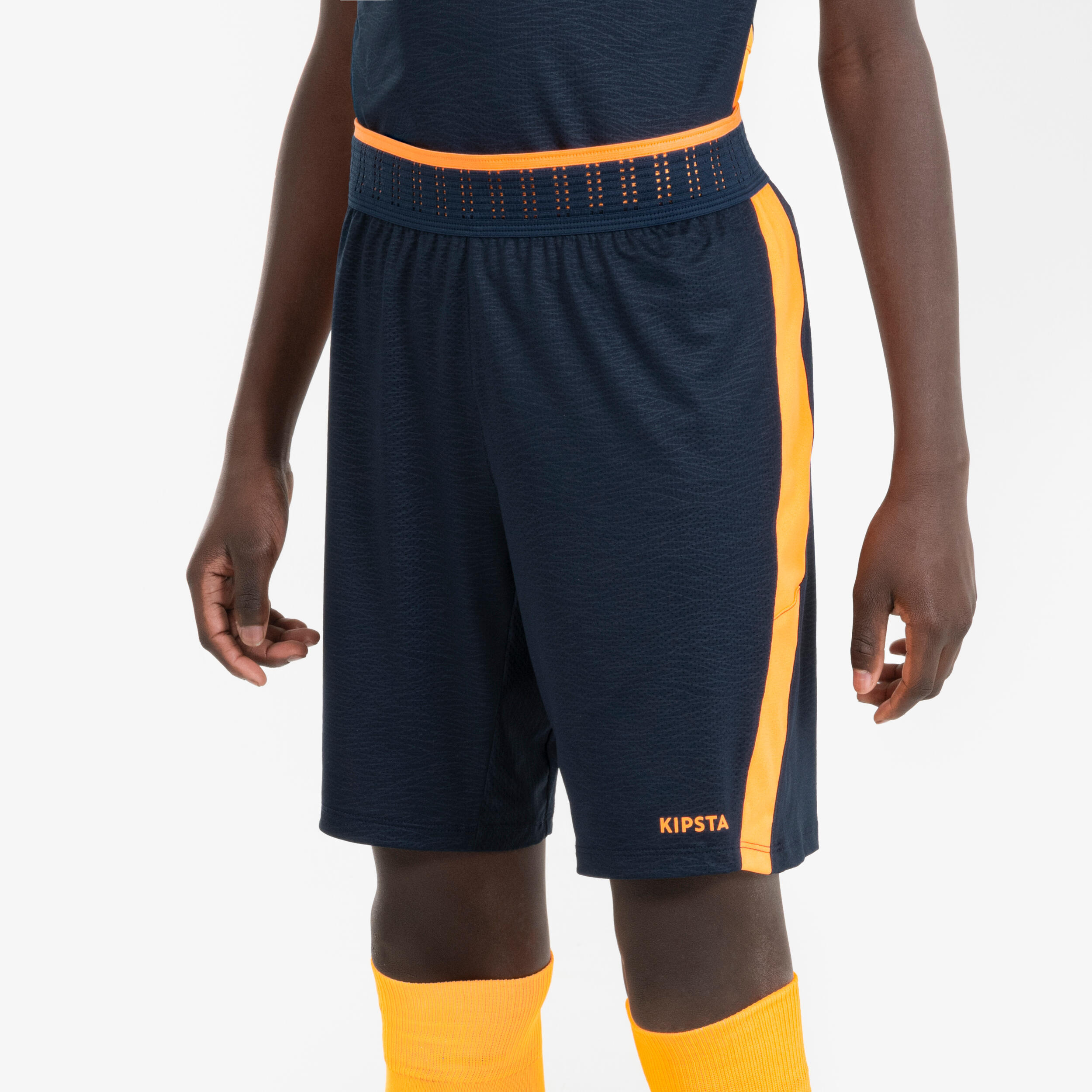 Kids' Football Shorts CLR - Navy & Orange