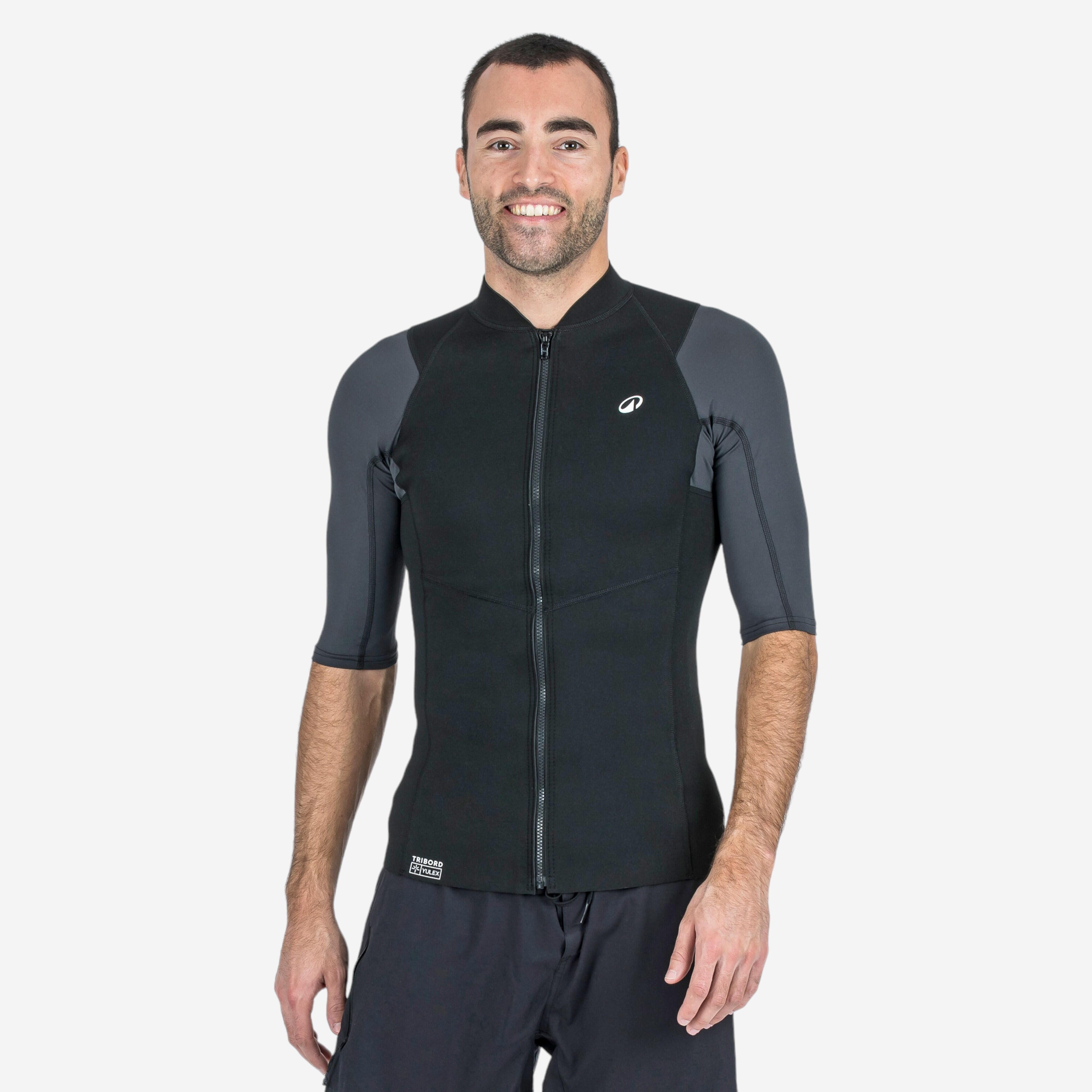 Men's anti-UV short-sleeved 1.5 mm neoprene YULEX top - Black