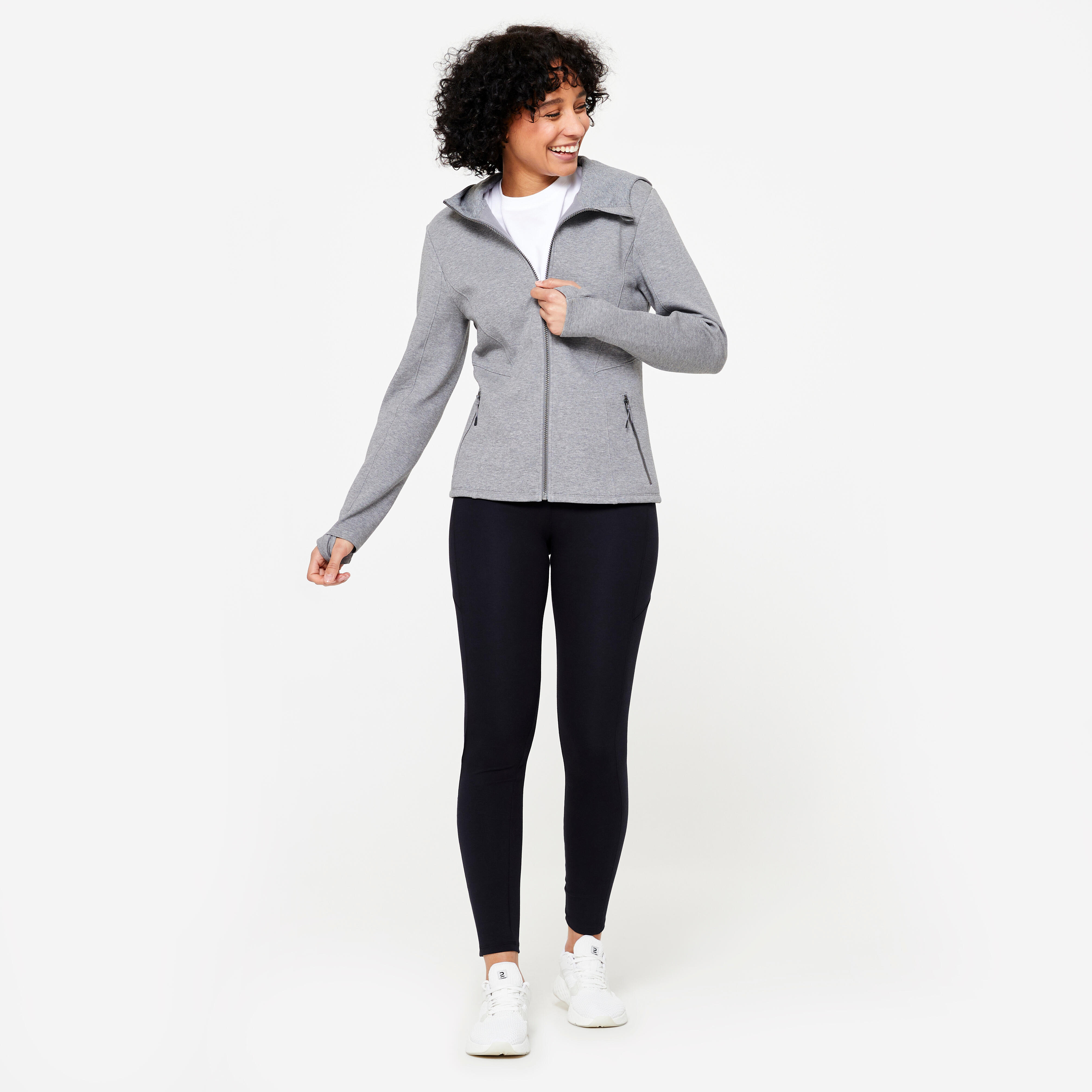 Women's Zip-Up Spacer Hoodie - Grey