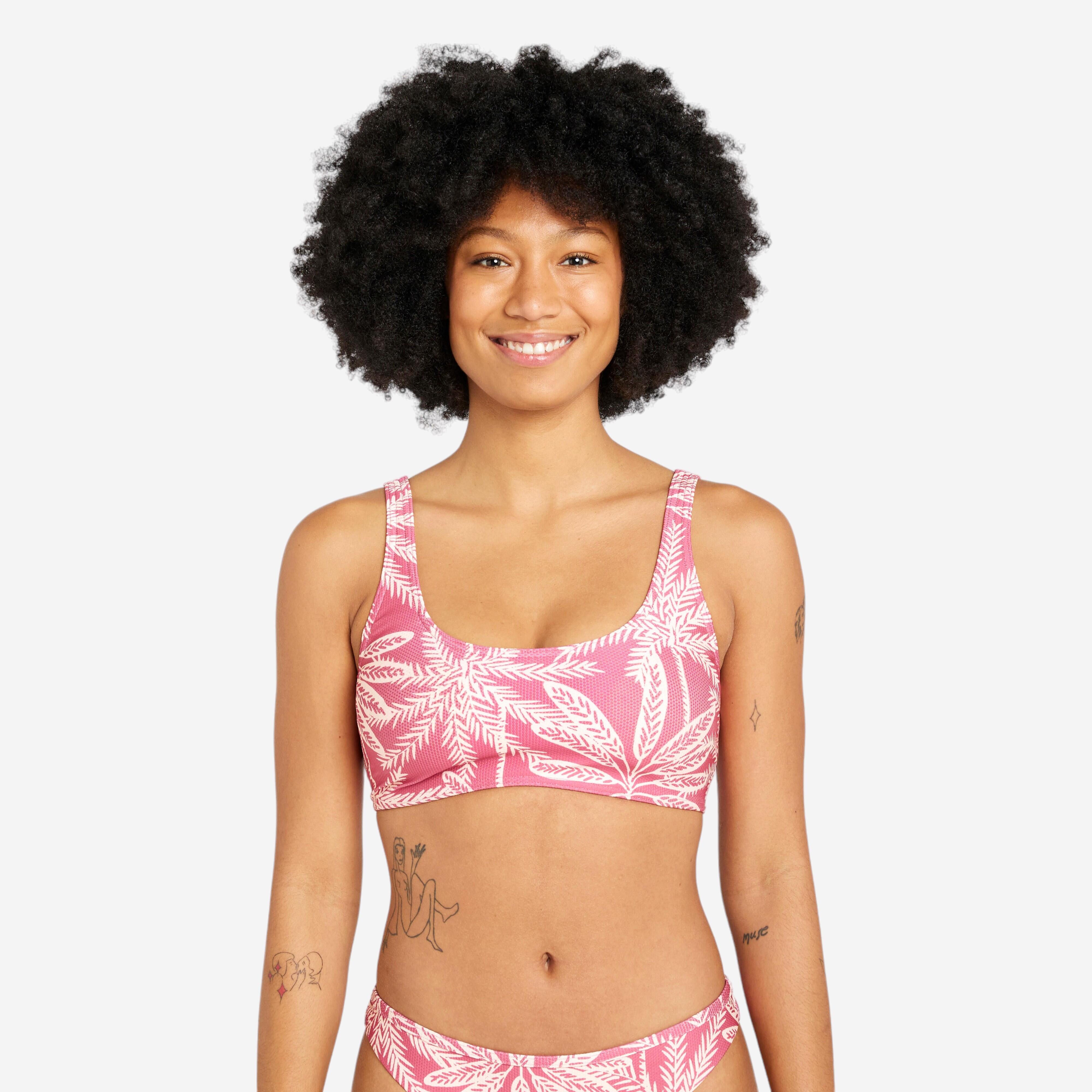 Women's textured bralette swimsuit top - Aurely palmer pink