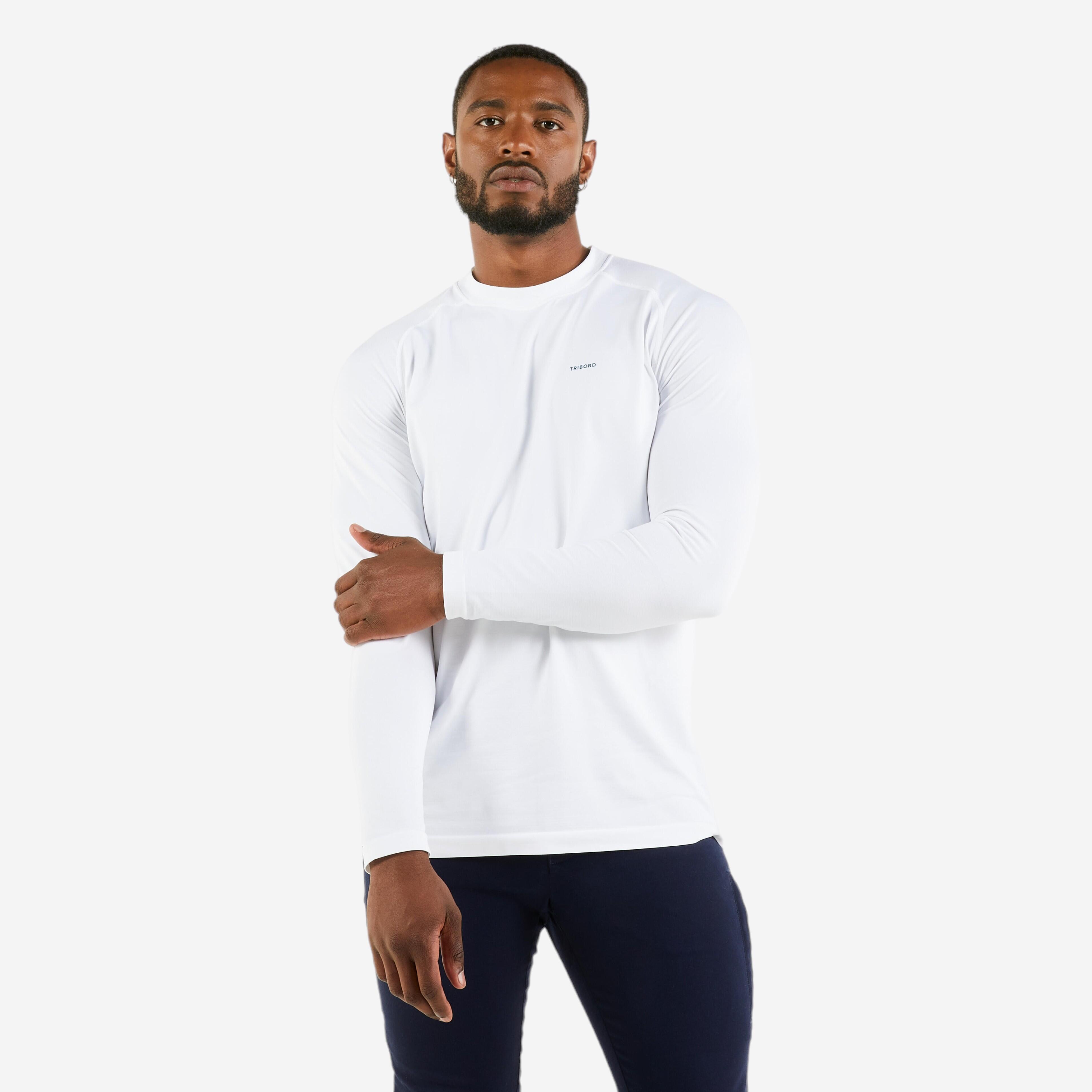 Men's Sailing Long-sleeved Anti-UV T-shirt 500 White