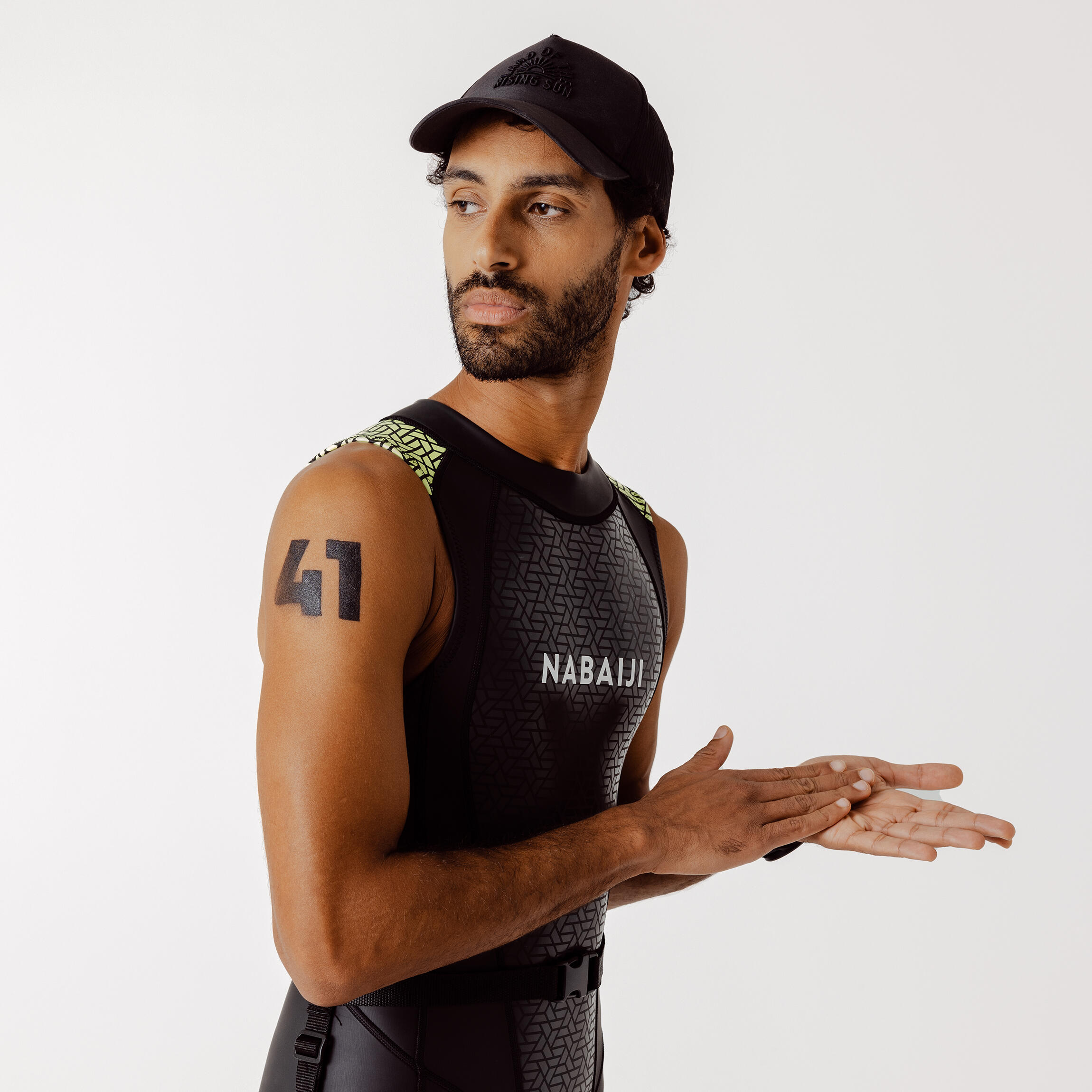 Open water swimming wetsuit - Men's Neoprene LongJohn - 2/2 mm - black/green