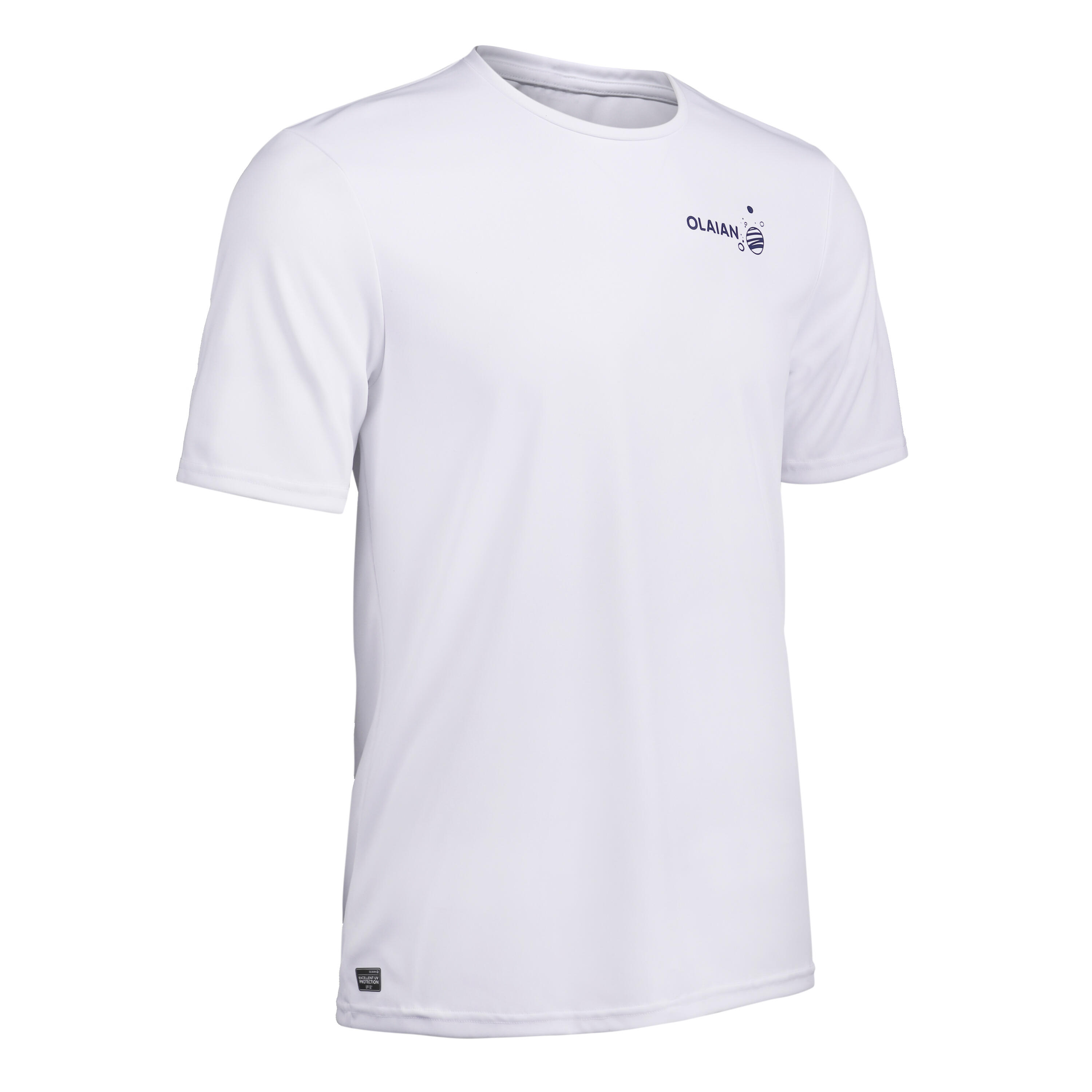 Men's surfing short-sleeve anti-UV WATER T-SHIRT - White