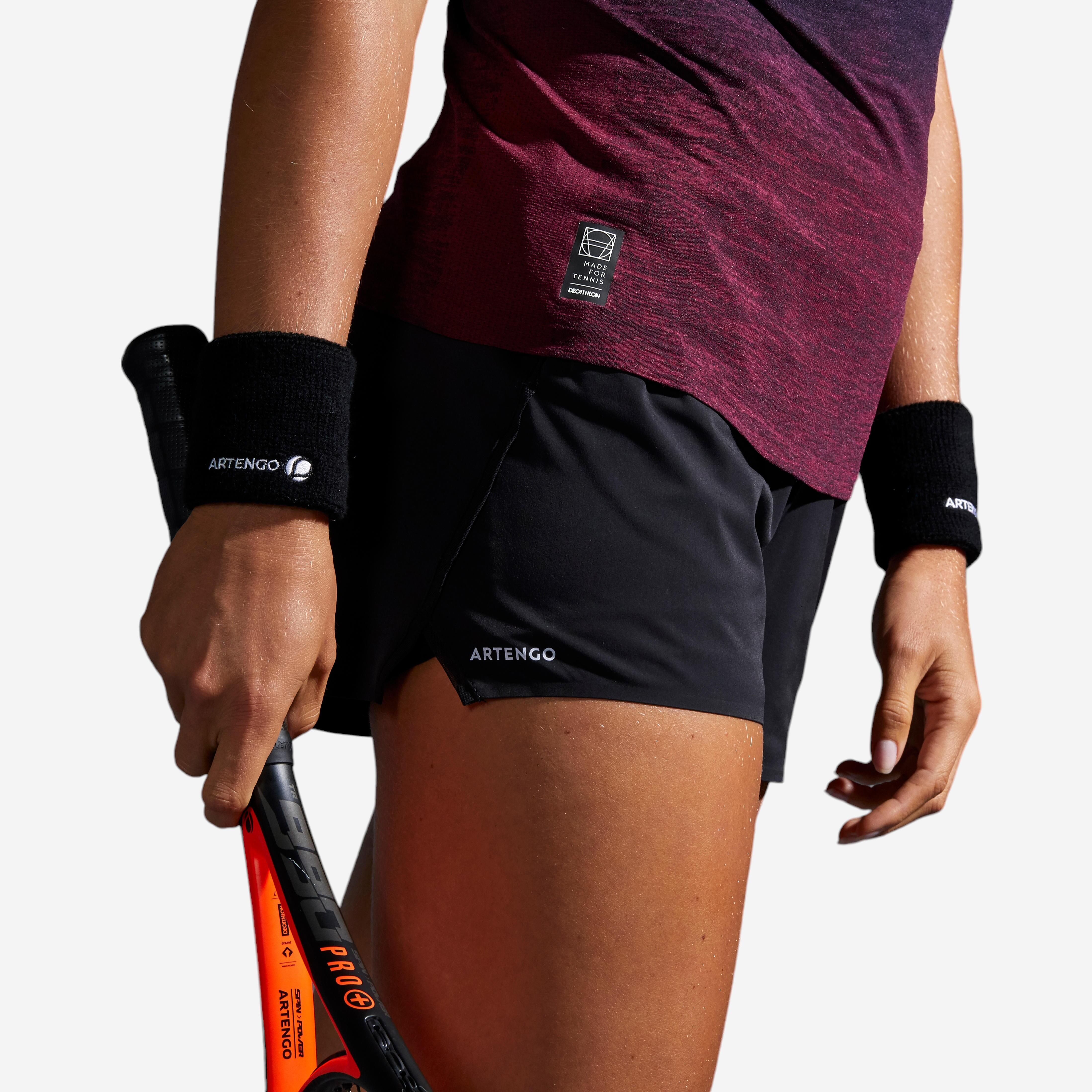 Women's Tennis Lightweight 2-in-1 Shorts Light 900 - Black