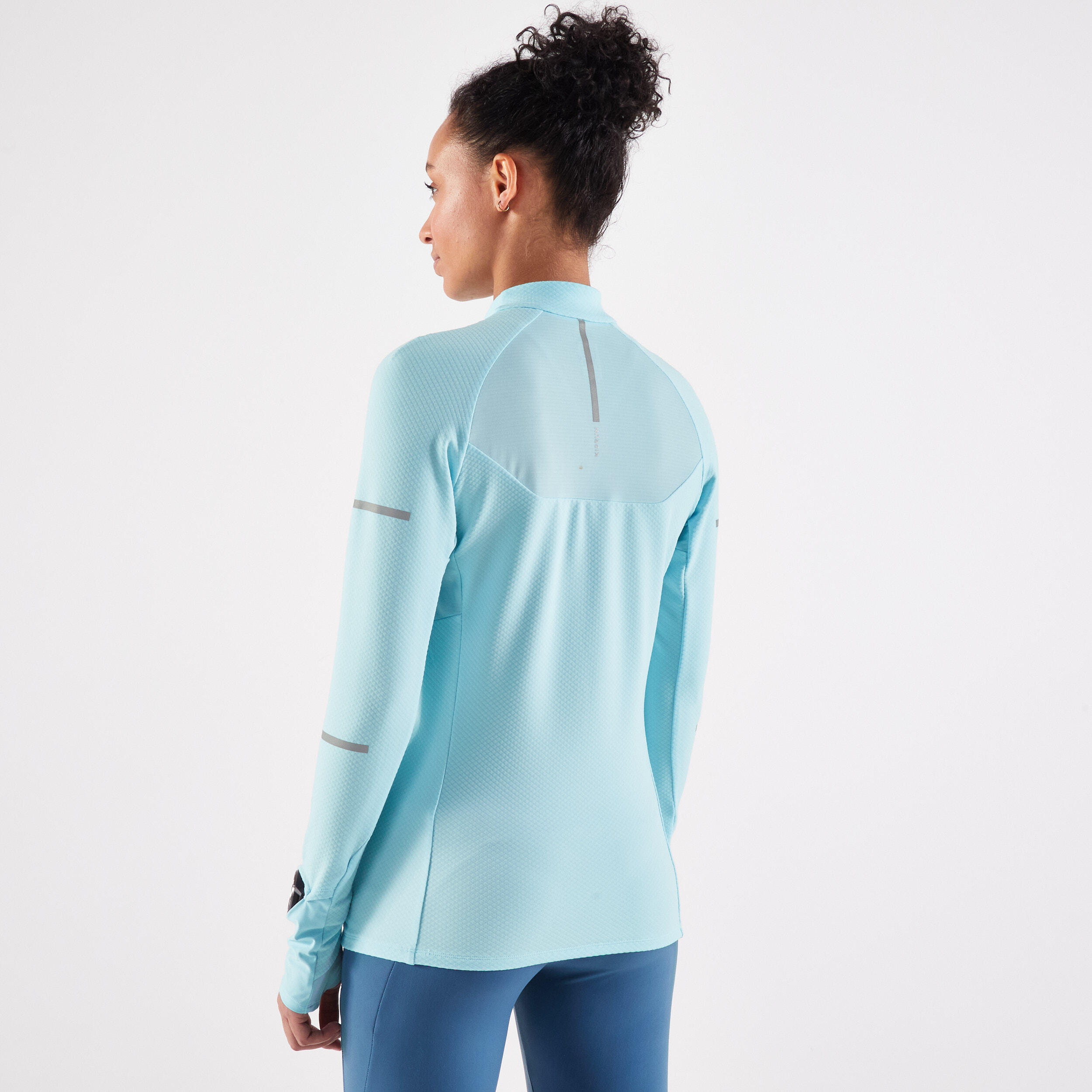 WOMEN'S LONG SLEEVED KIPRUN WARM LIGHT RUNNING T SHIRT - BLUE