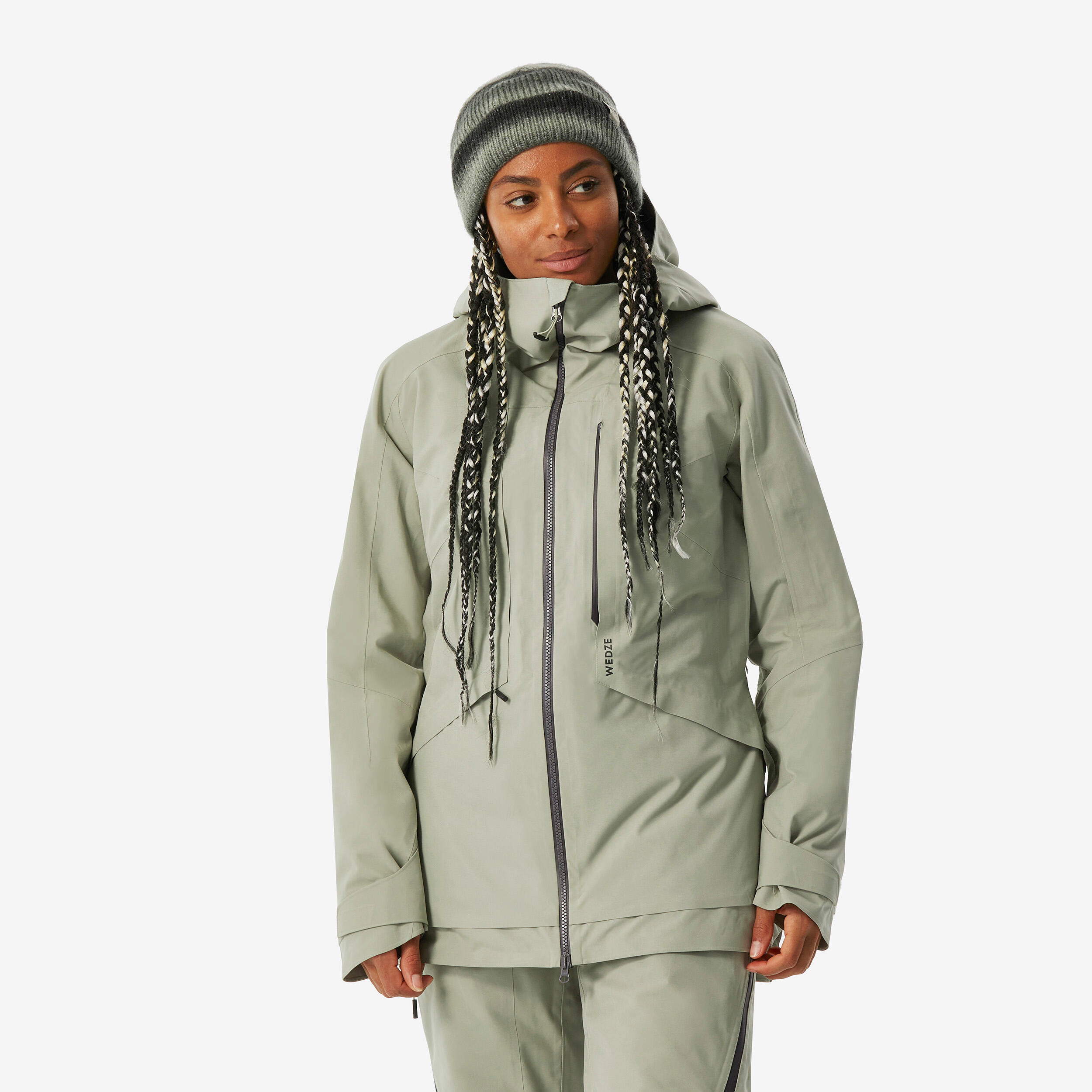 Women’s Warm and Versatile Ski Jacket FR100 - Sage Green