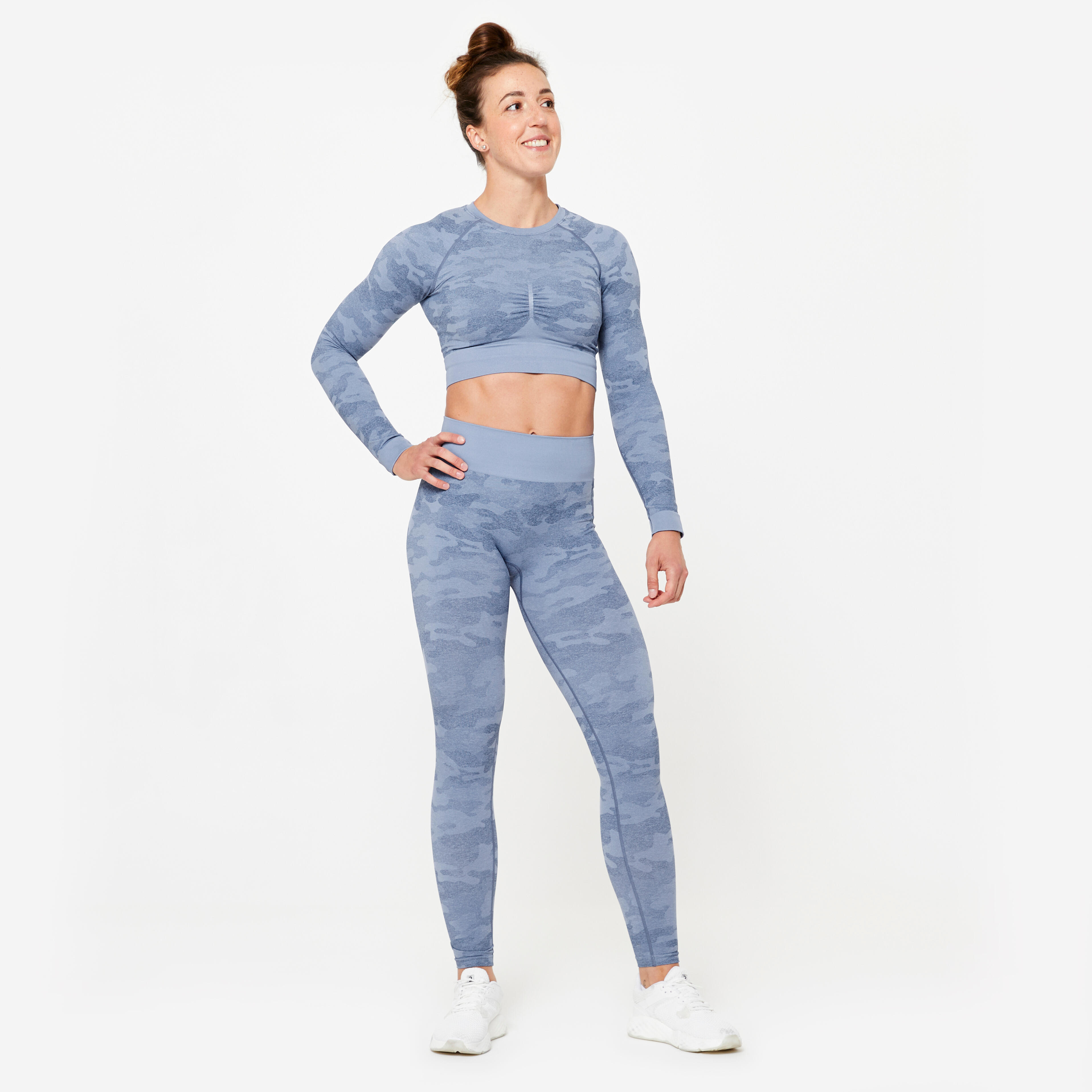 Women's Long-Sleeved Crop Top T-Shirt - Blue