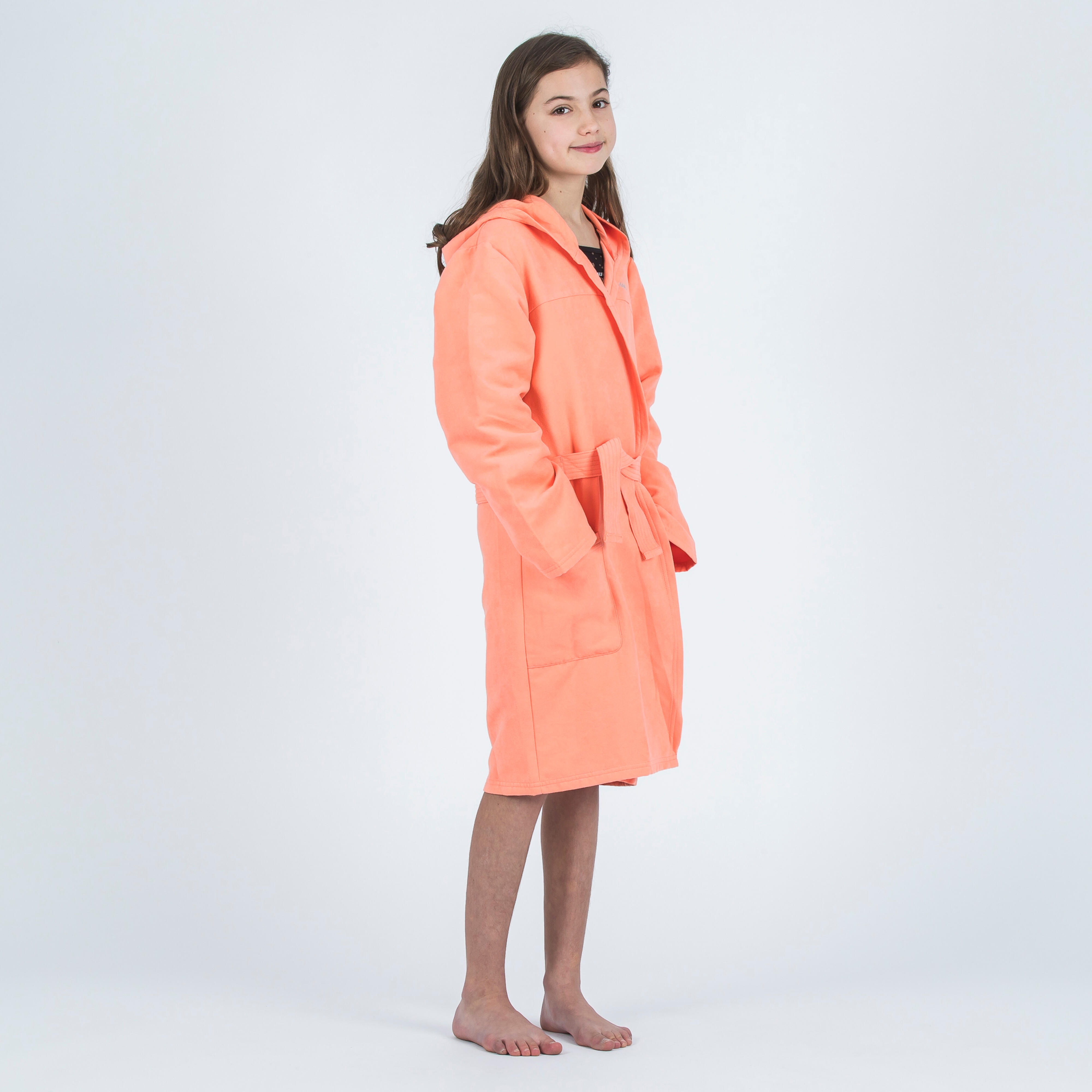 Kids compact microfibre pool bathrobe light coral