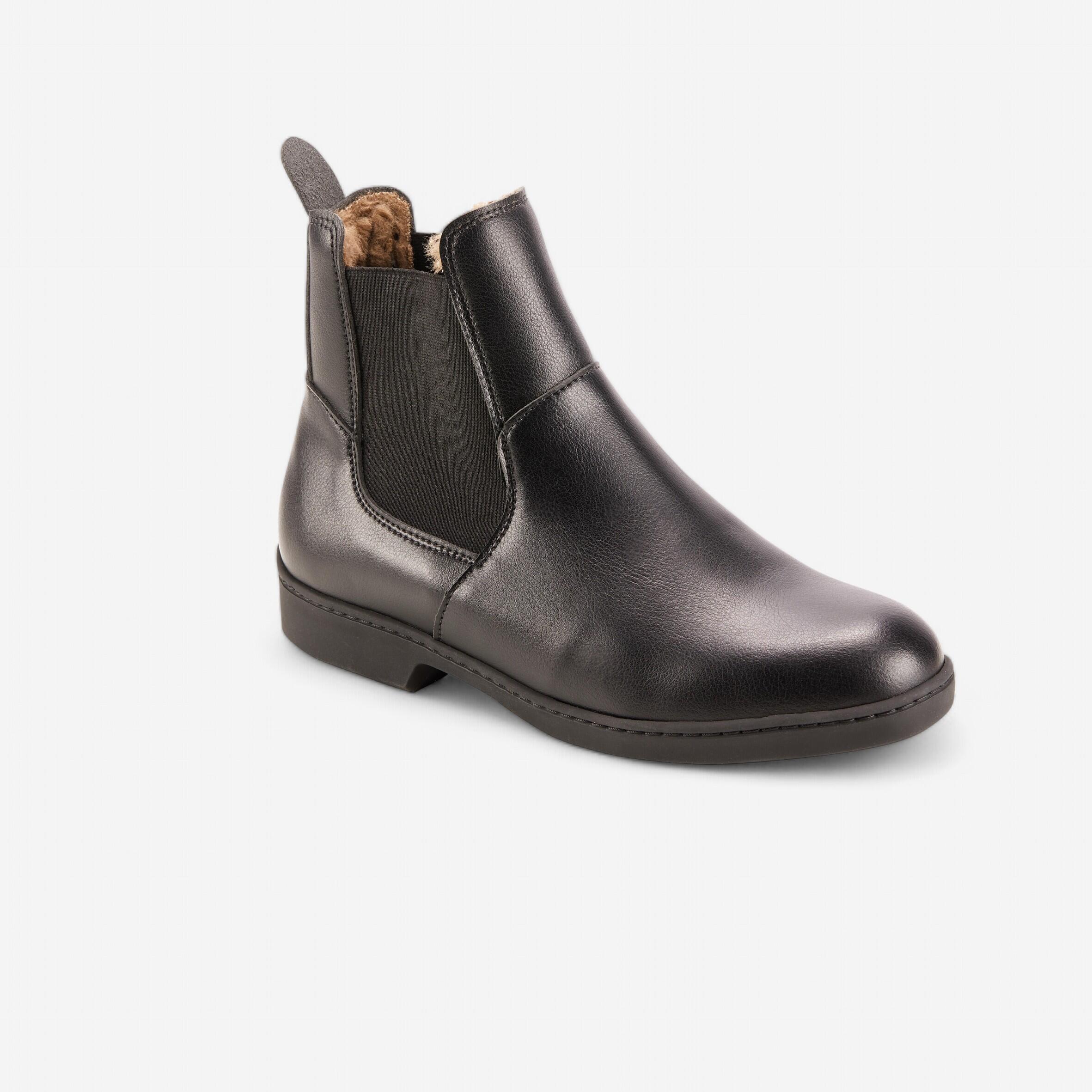 500 Warm Adult Horse Riding Jodhpur Boots - Black