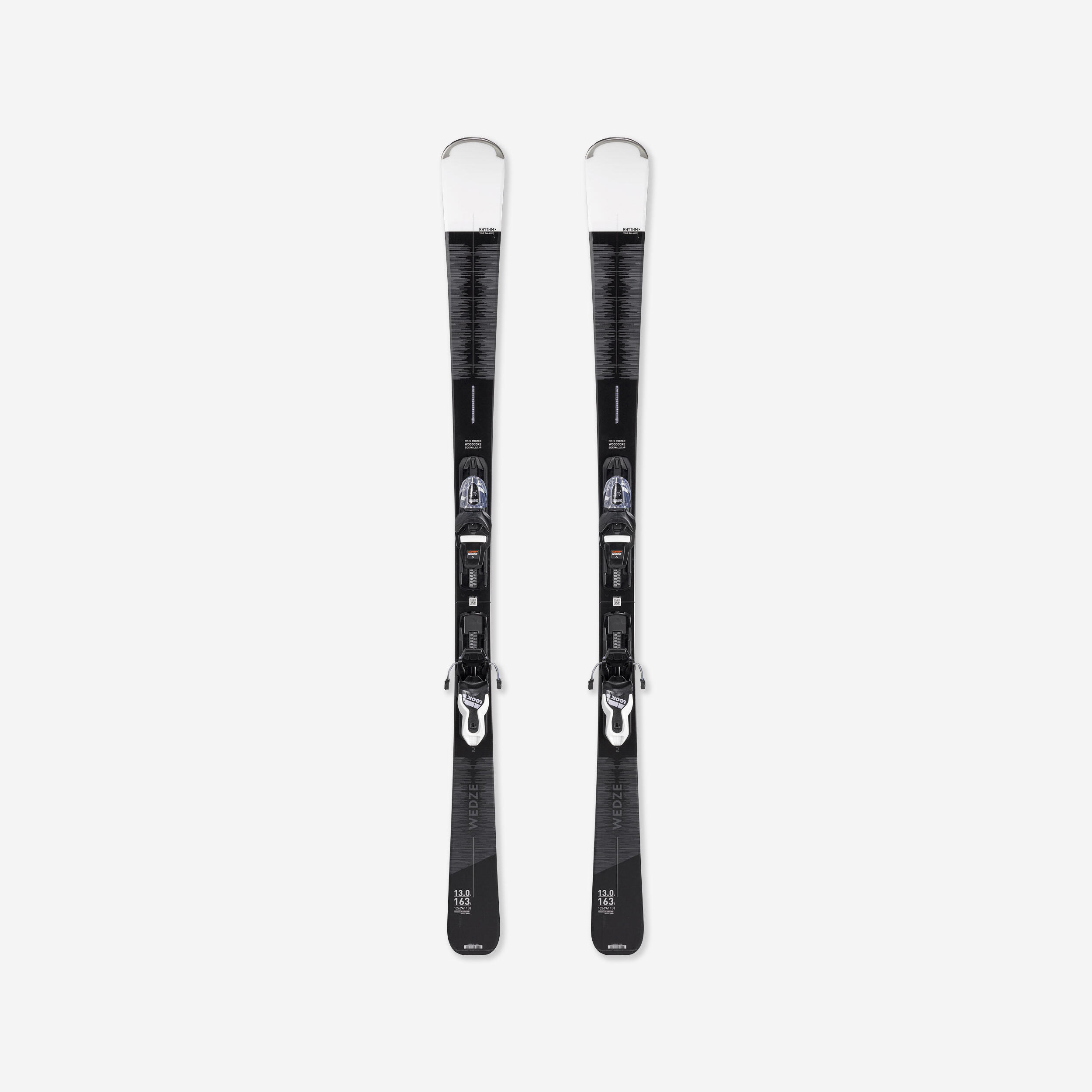 WOMEN'S DOWNHILL SKI WITH BINDINGS - BOOST 580 - BLACK AND WHITE