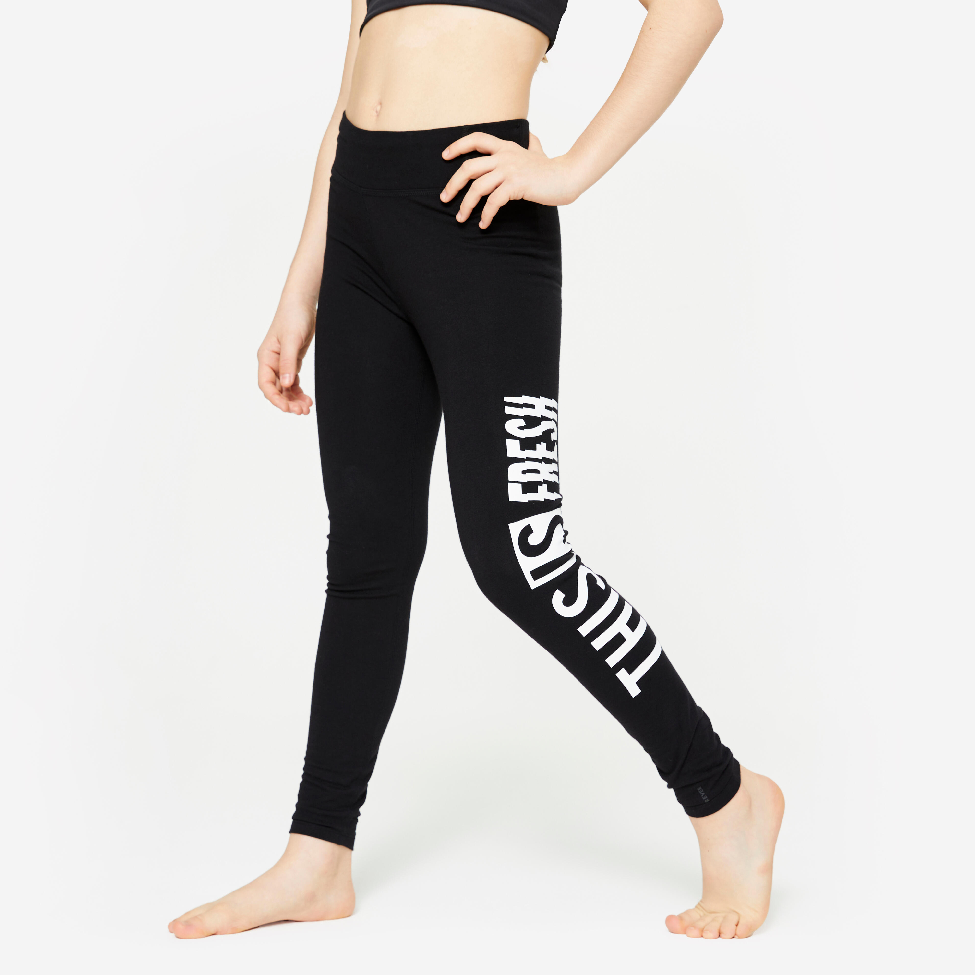 Girls' High-Waisted Dance Leggings - Black