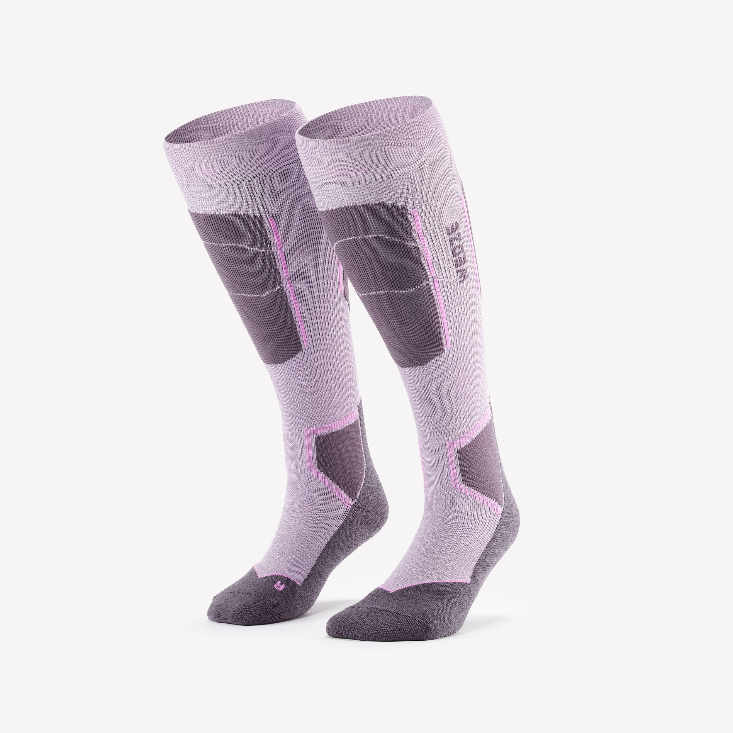 Adult Merino Wool Ski Socks 500 - Lilac