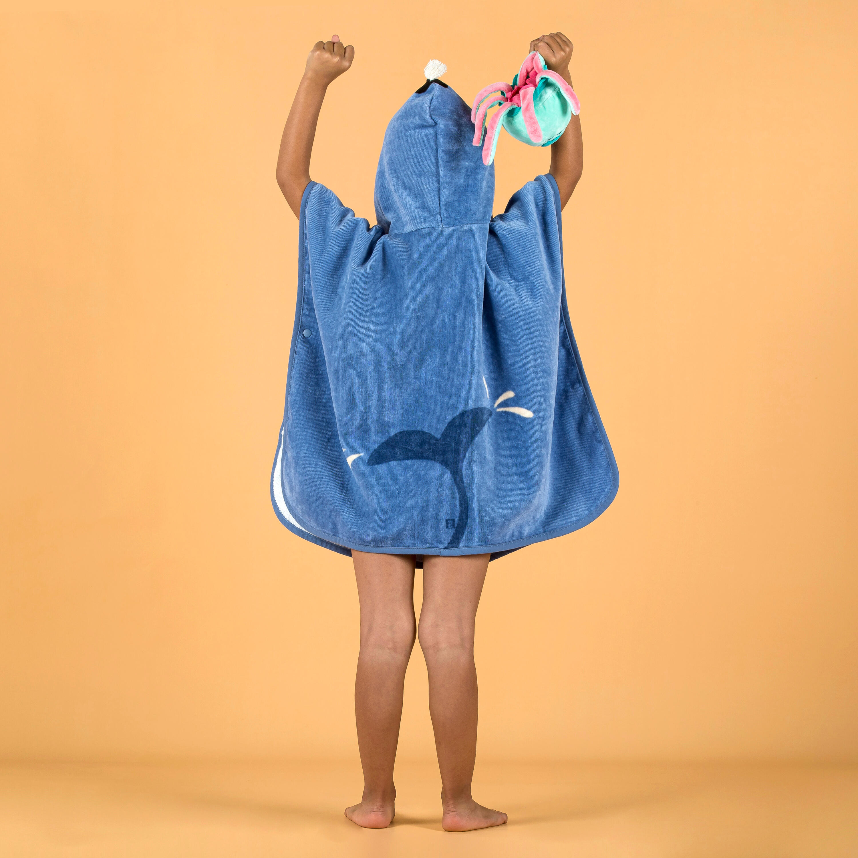 Baby cotton changing poncho - Whale blue