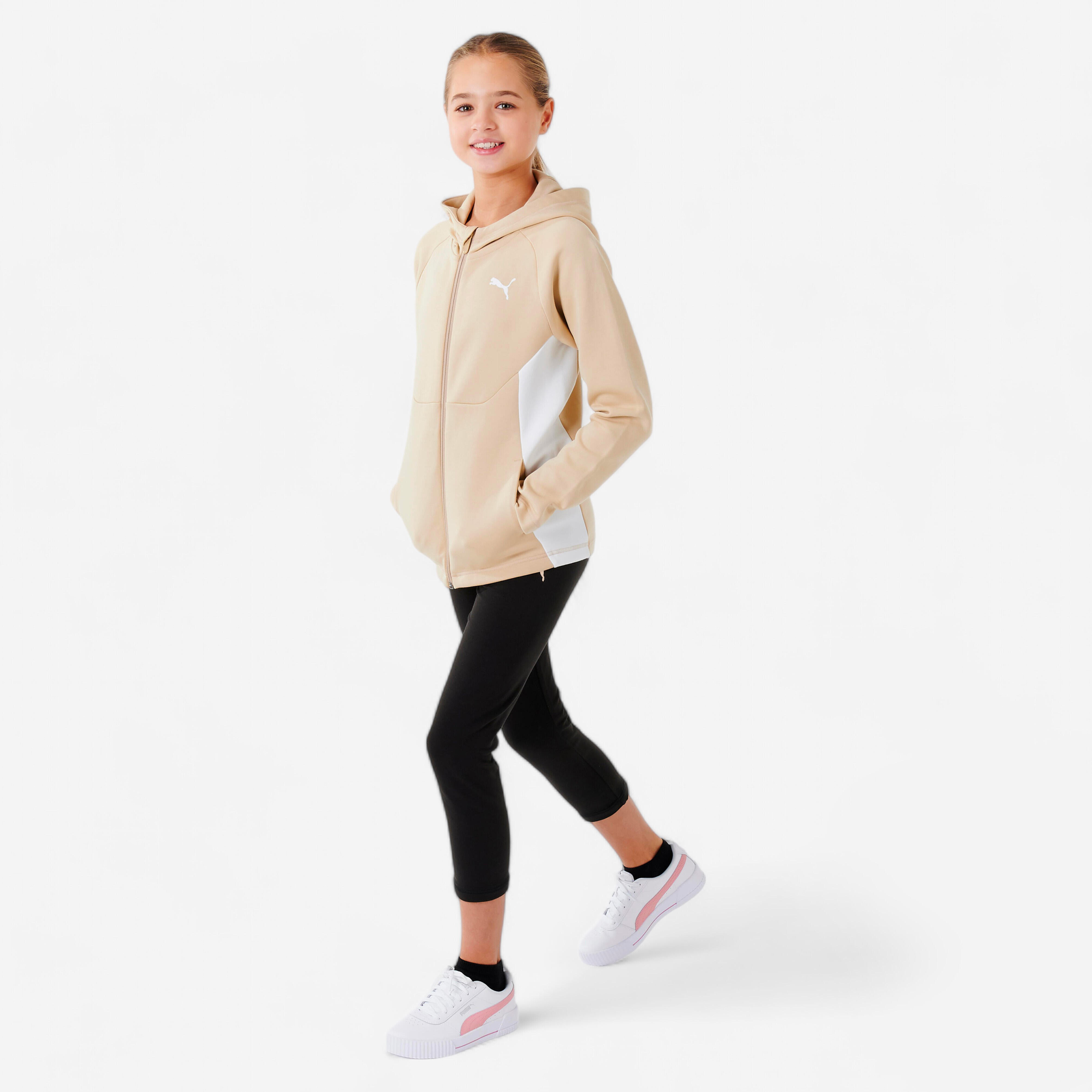 Girls' 7/8 Tracksuit - Beige/Black
