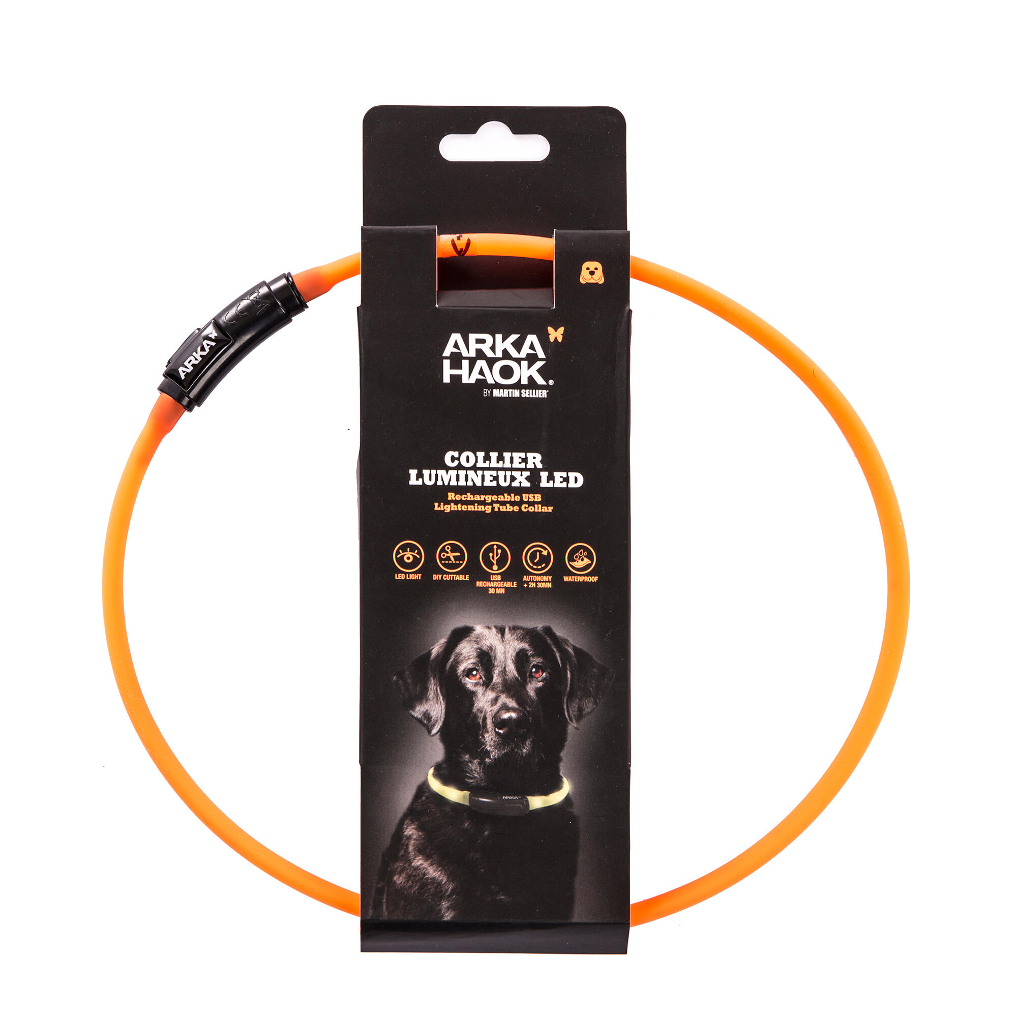 Round lighted dog collar orange