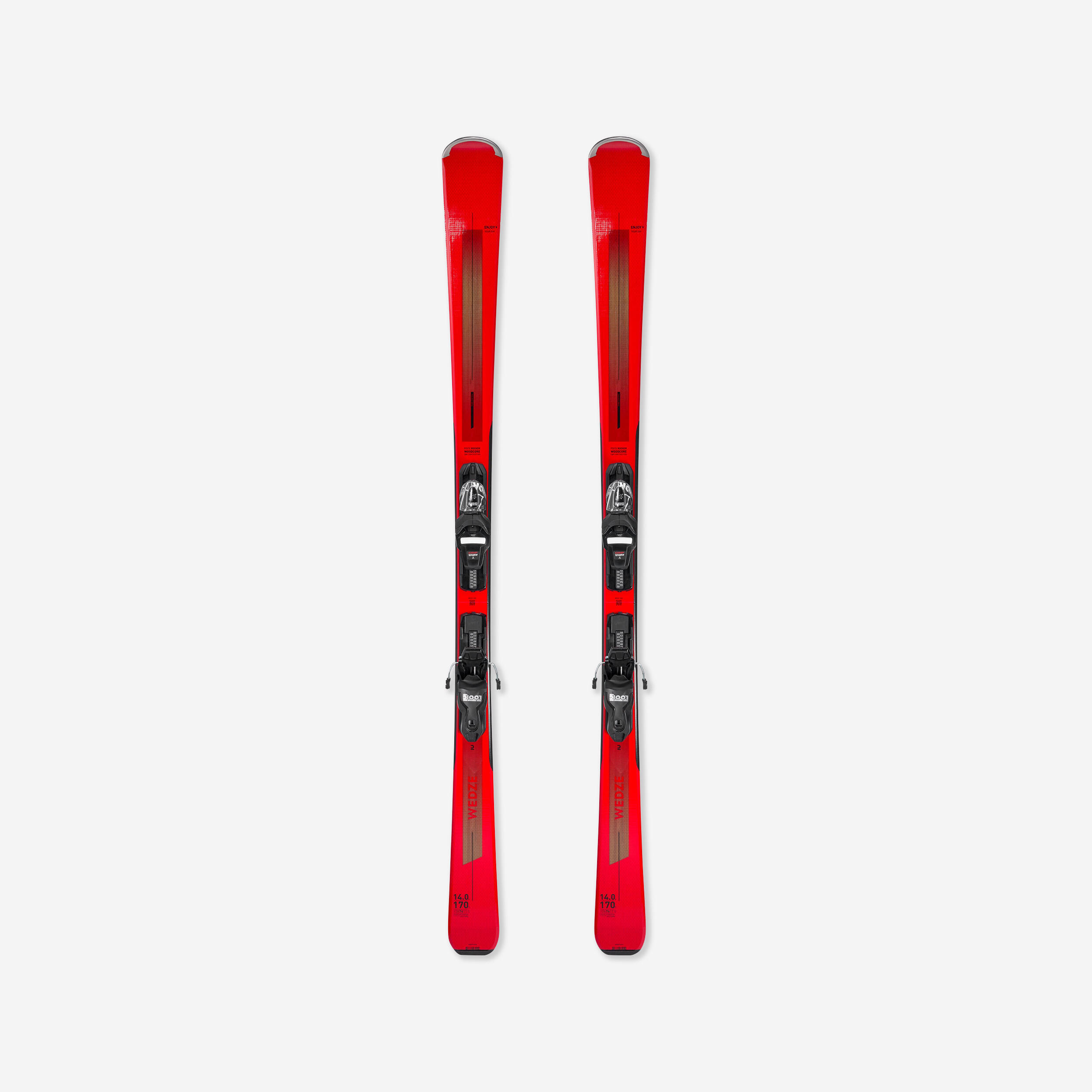 MEN'S DOWNHILL SKI WITH BINDINGS - BOOST 500 - RED