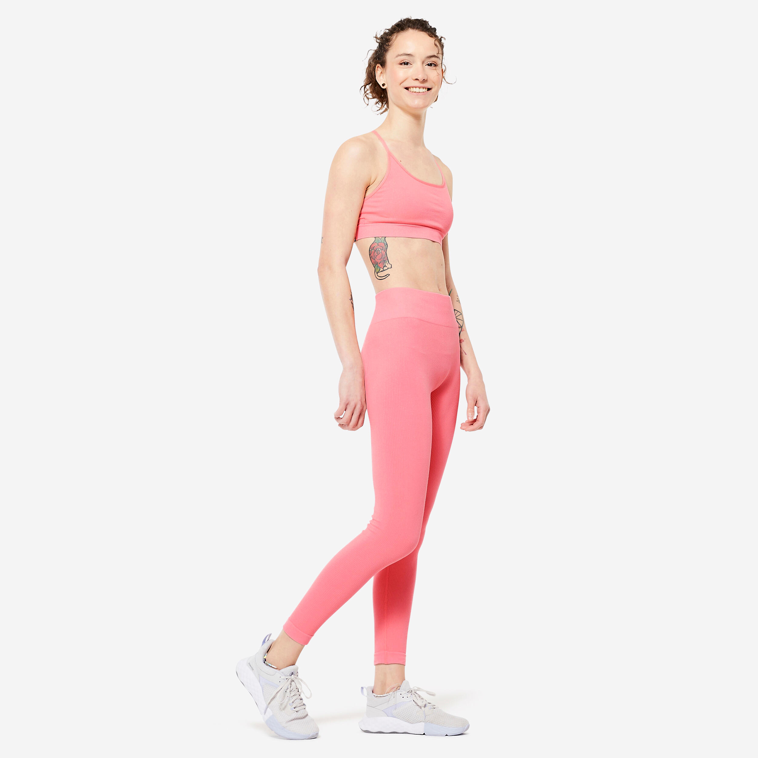 Women's Ribbed Fitness Leggings 520 - Pink Litchi