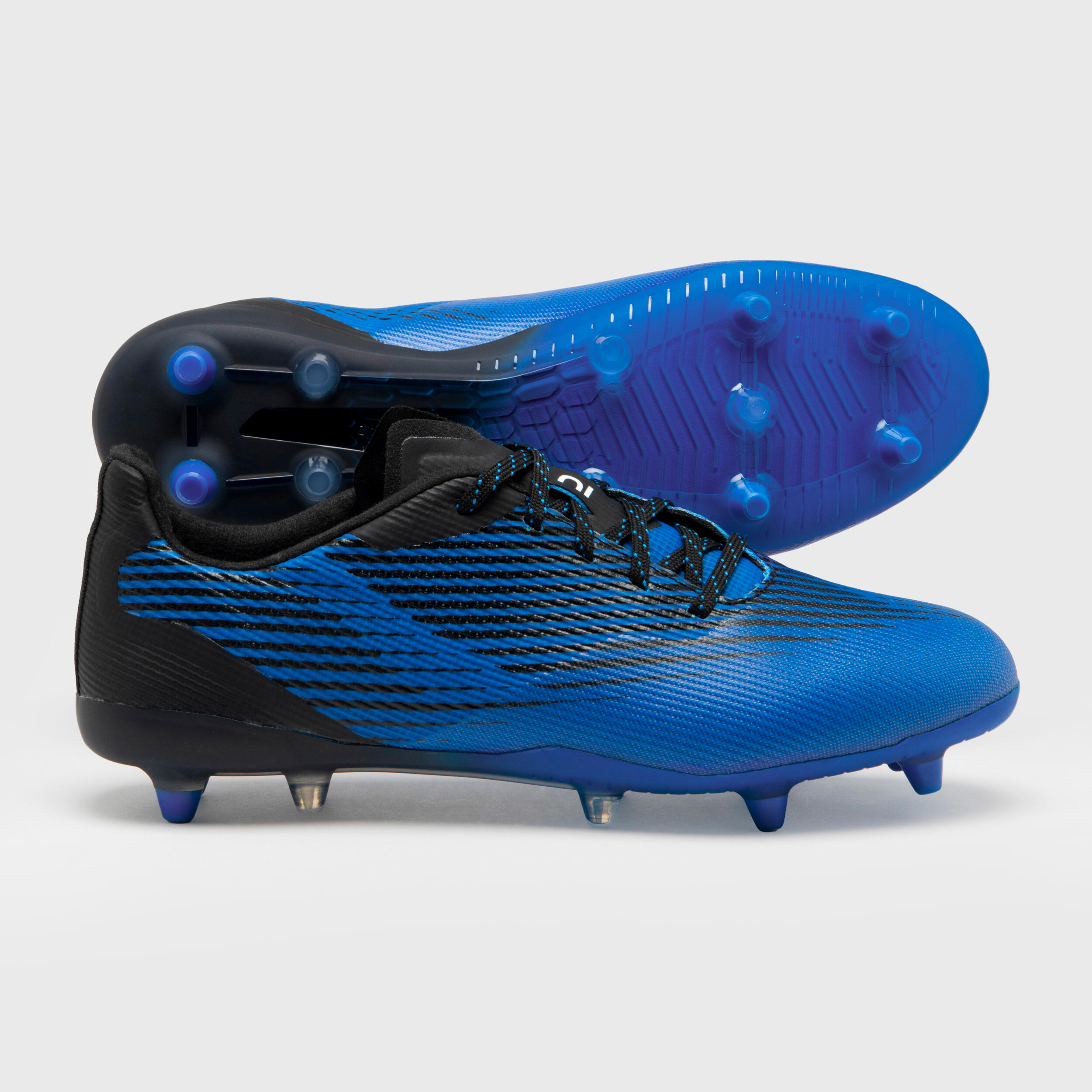 Men's/Women's Dry Pitch Moulded Rugby Boots Score R500 FG - Blue/Black