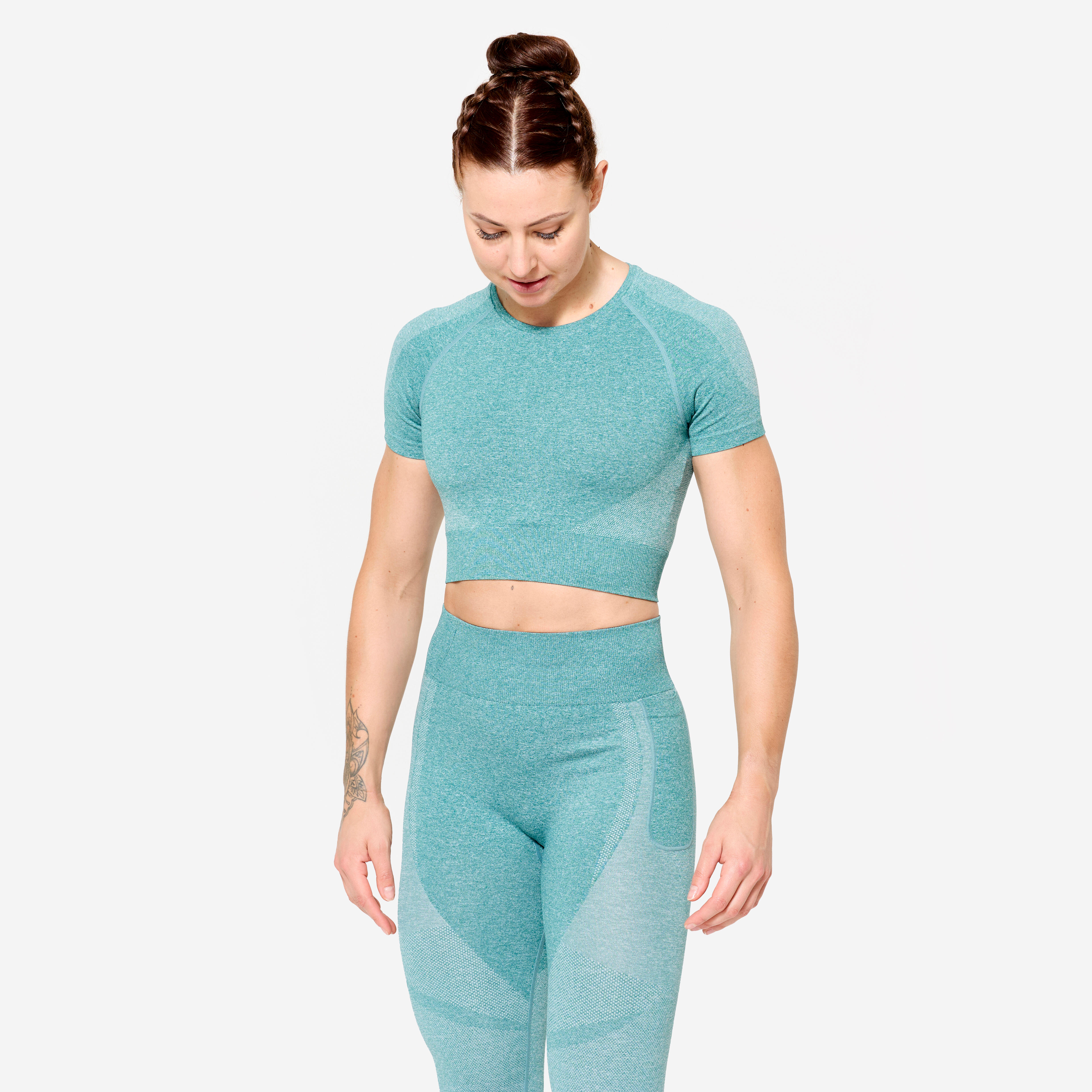 Women's Cropped T-Shirt - Turquoise