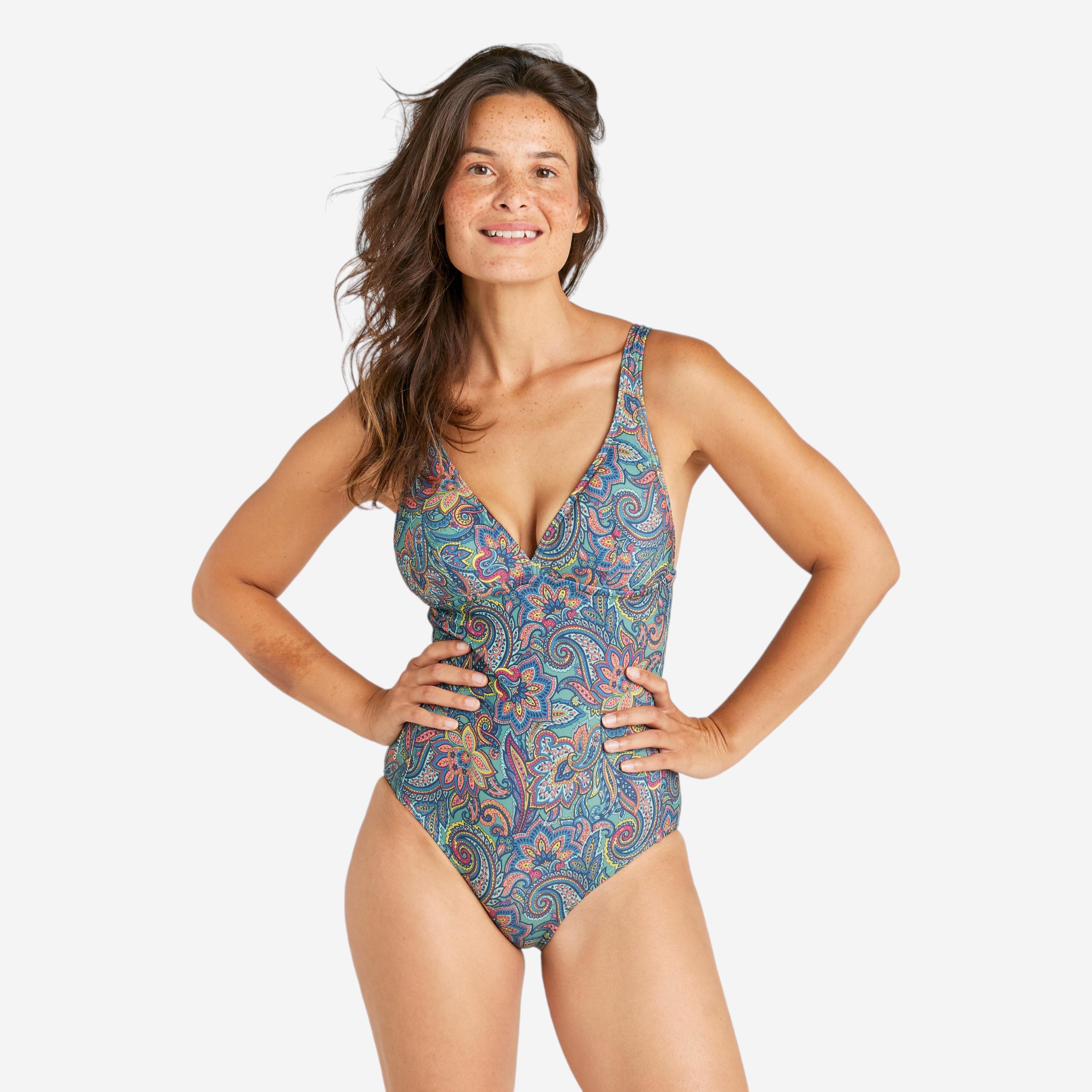 Women's 1-piece swimsuit - Daria paisley khaki