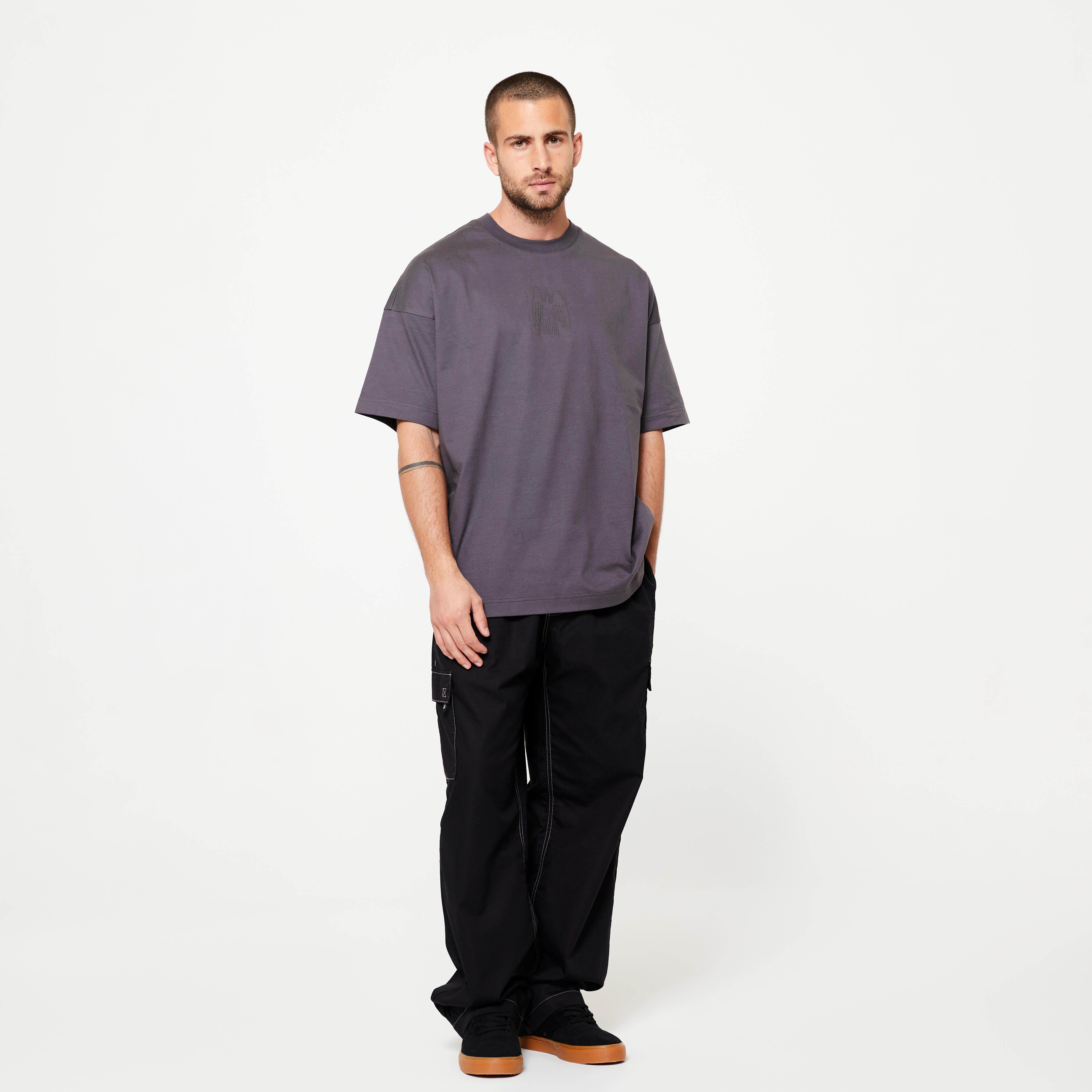 Large Skateboarding T-Shirt TS 500 - Grey DAMESTOY SIGNATURE COLLECTION