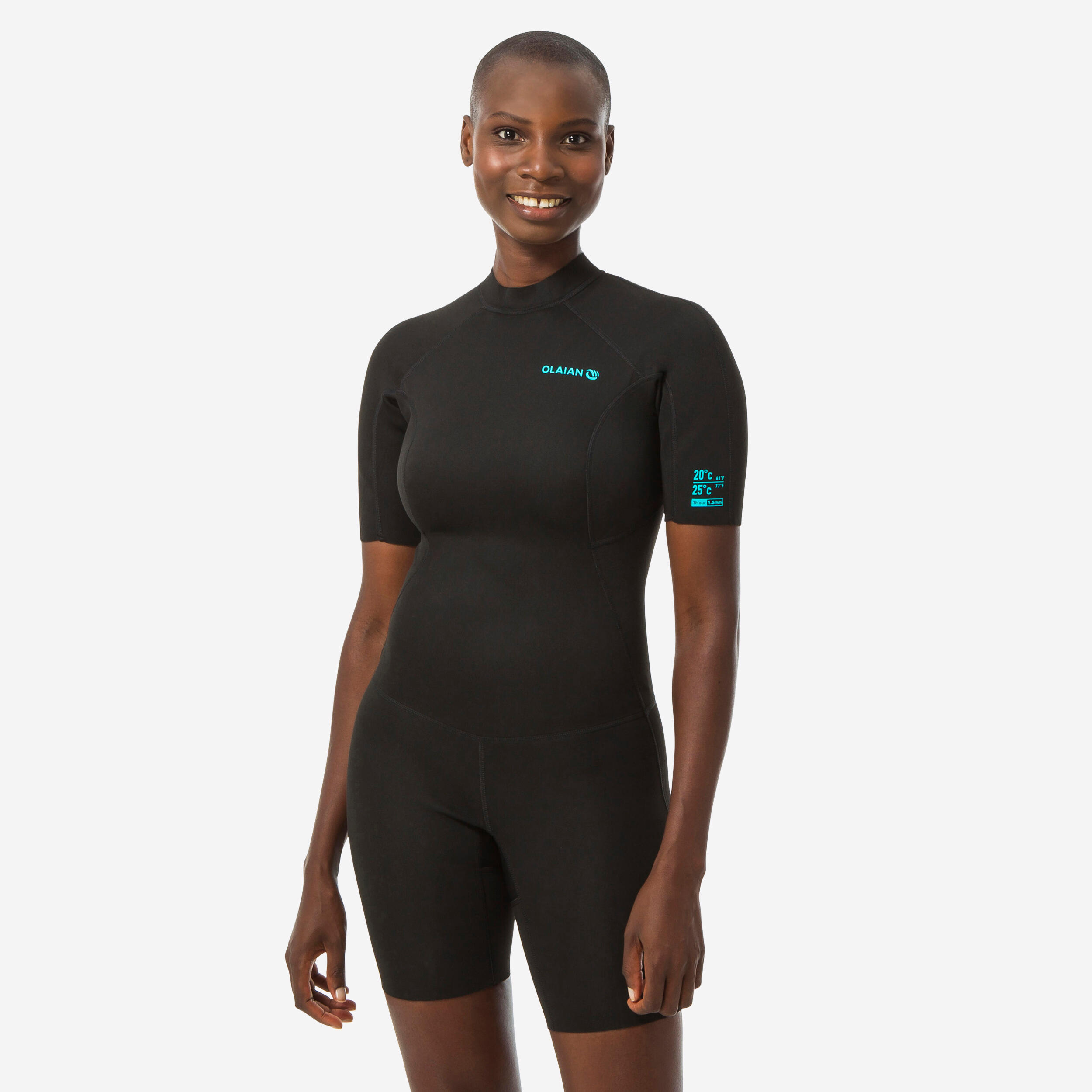 Women's Surfing Shorty Wetsuit 100 Neoprene 1 5 mm Black
