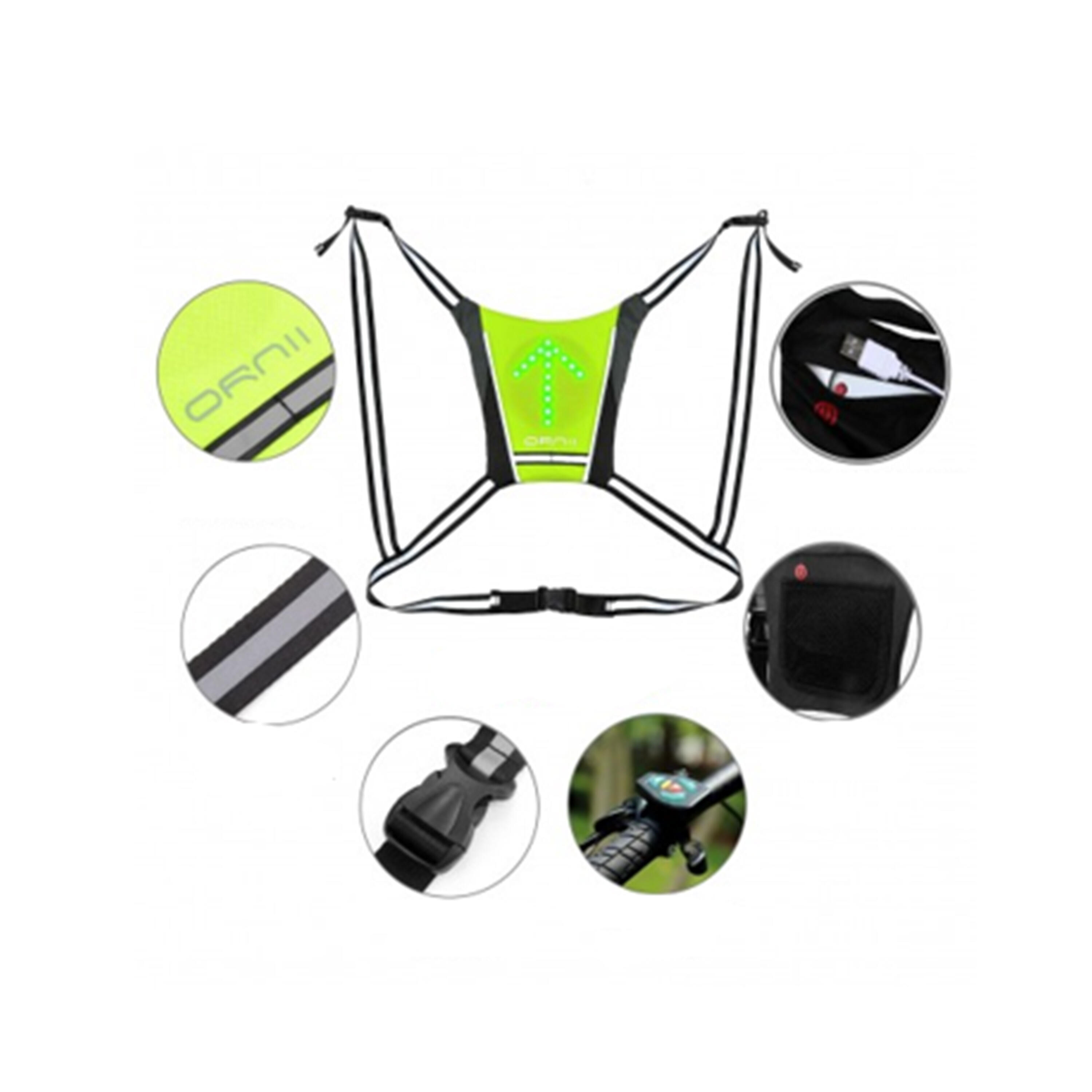 5 Flashing Signals Cycling Gilet - Black/Yellow