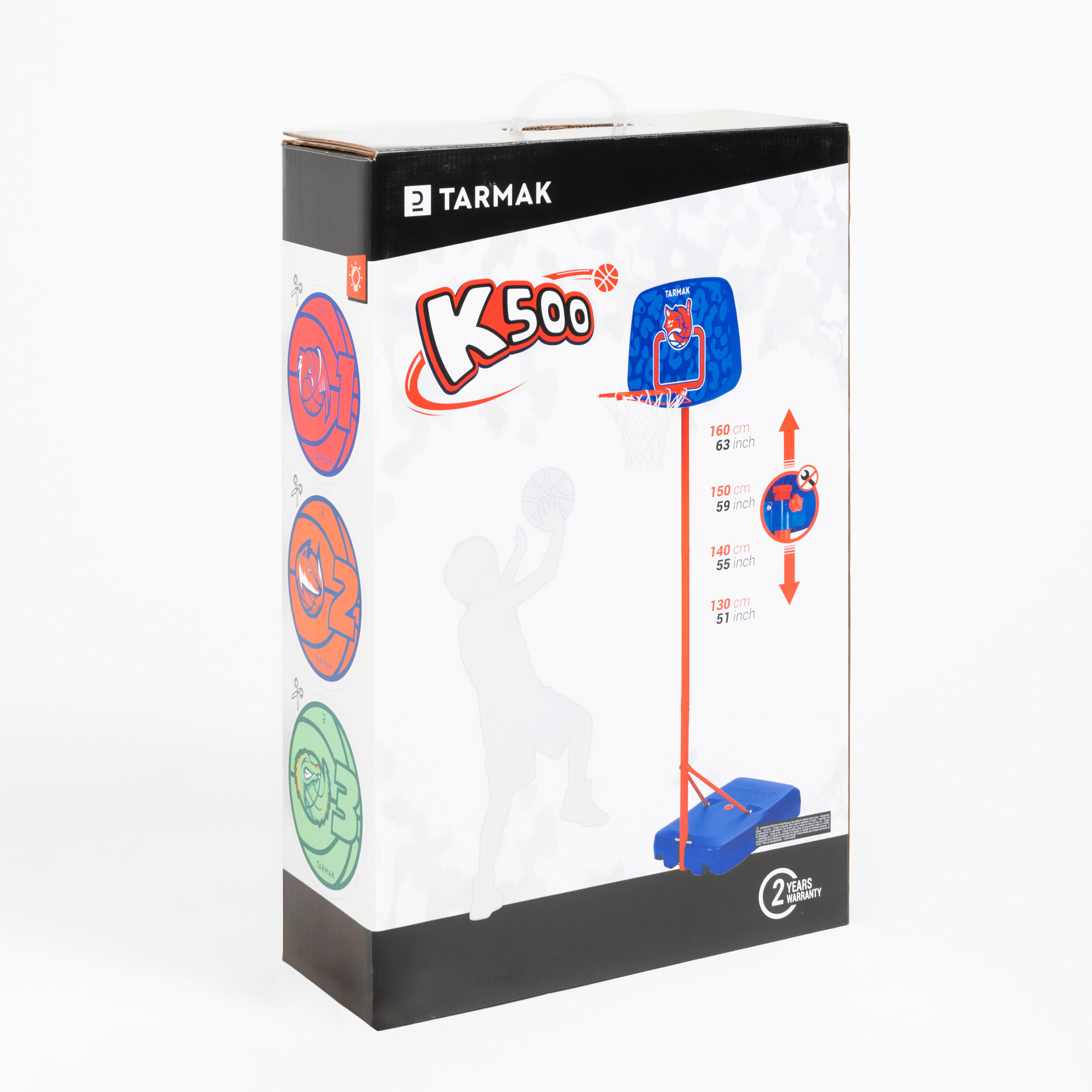 Kids' Basketball Hoop On Stand Adjustable 1.30m To 1.60m K500 Aniball - Blue