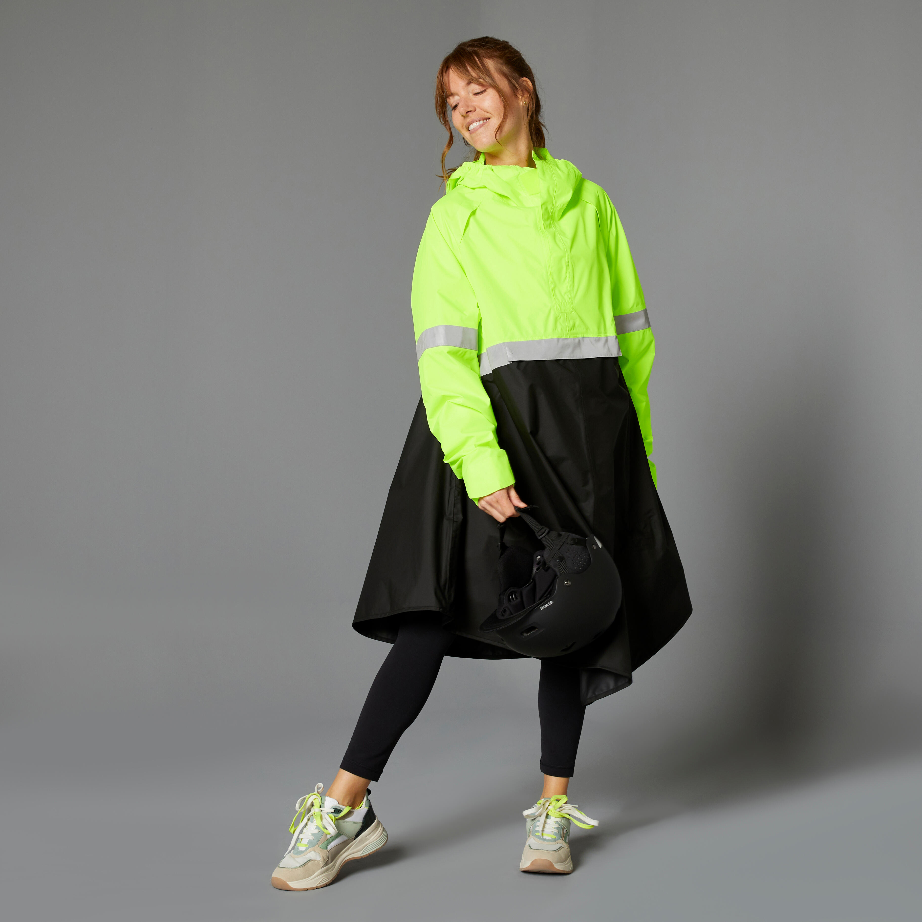 Daytime/Night-time Visibility Rain Poncho 560 - Black/Neon Yellow