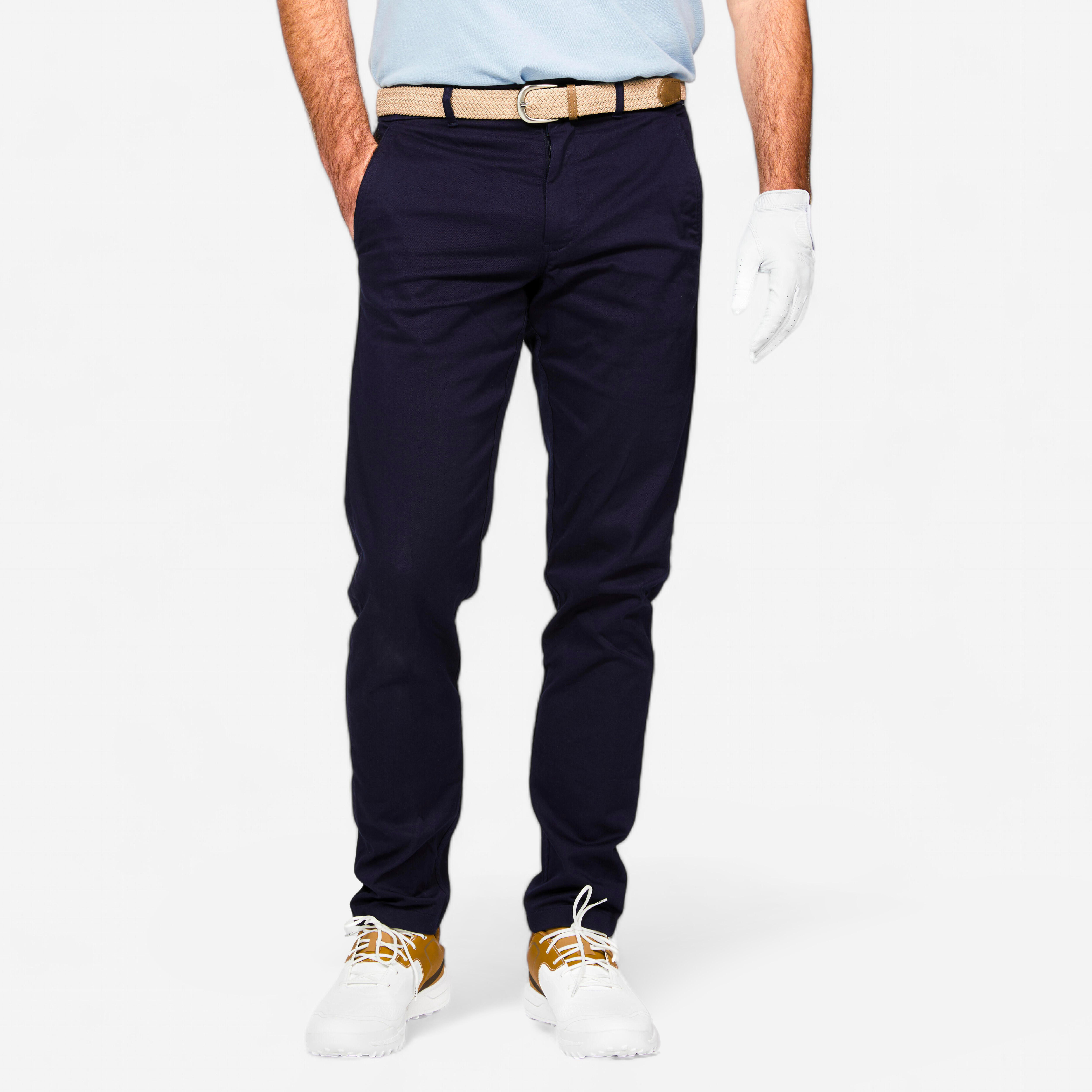 Men's golf cotton chino trousers - MW500 navy blue