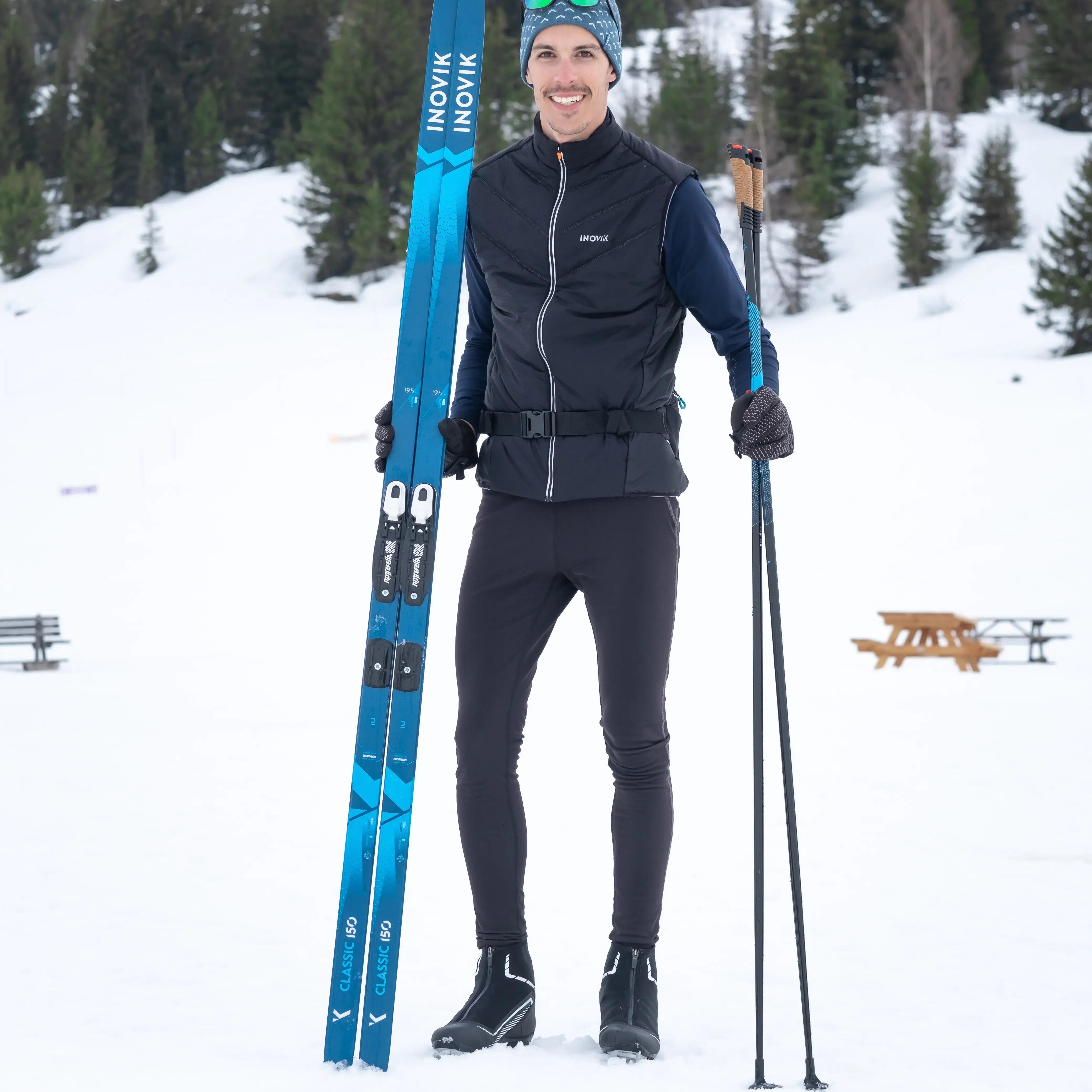 MEN’S WARM CROSS-COUNTRY SKIING T-SHIRT - XC S T-S W 100 - NAVY BLUE