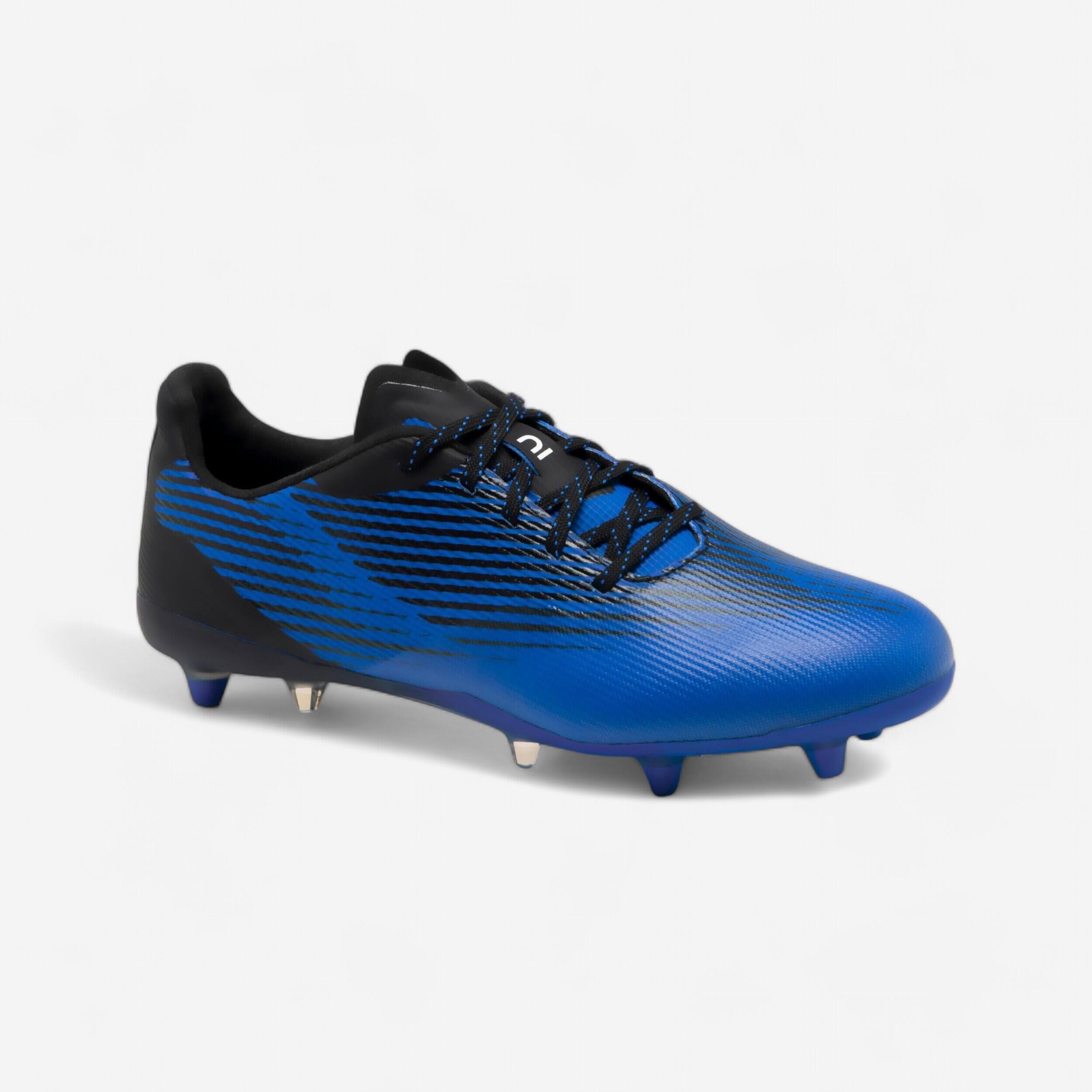 Men's/Women's Dry Pitch Moulded Rugby Boots Score R500 FG - Blue/Black