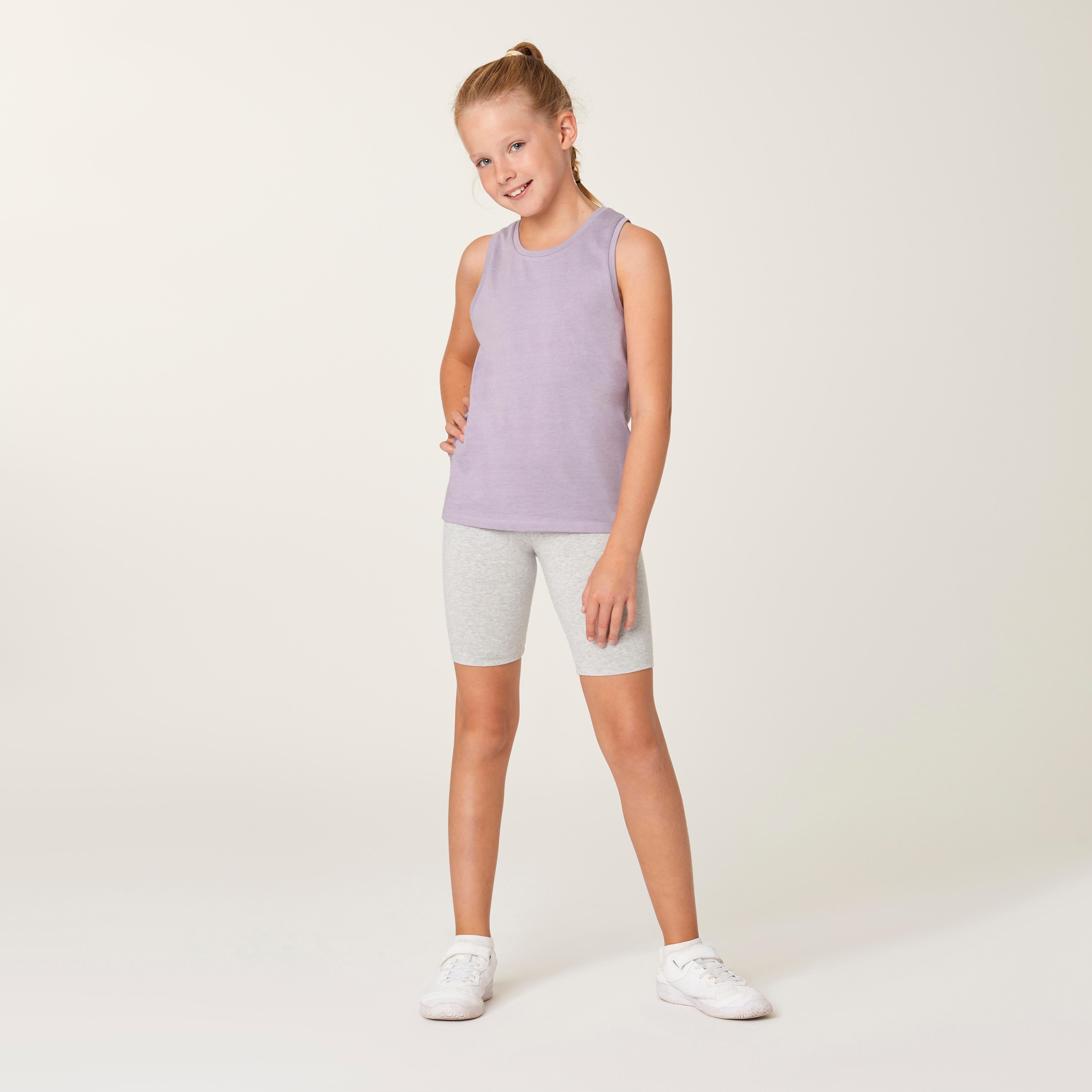 Girls' Cotton Cycling Shorts - Grey