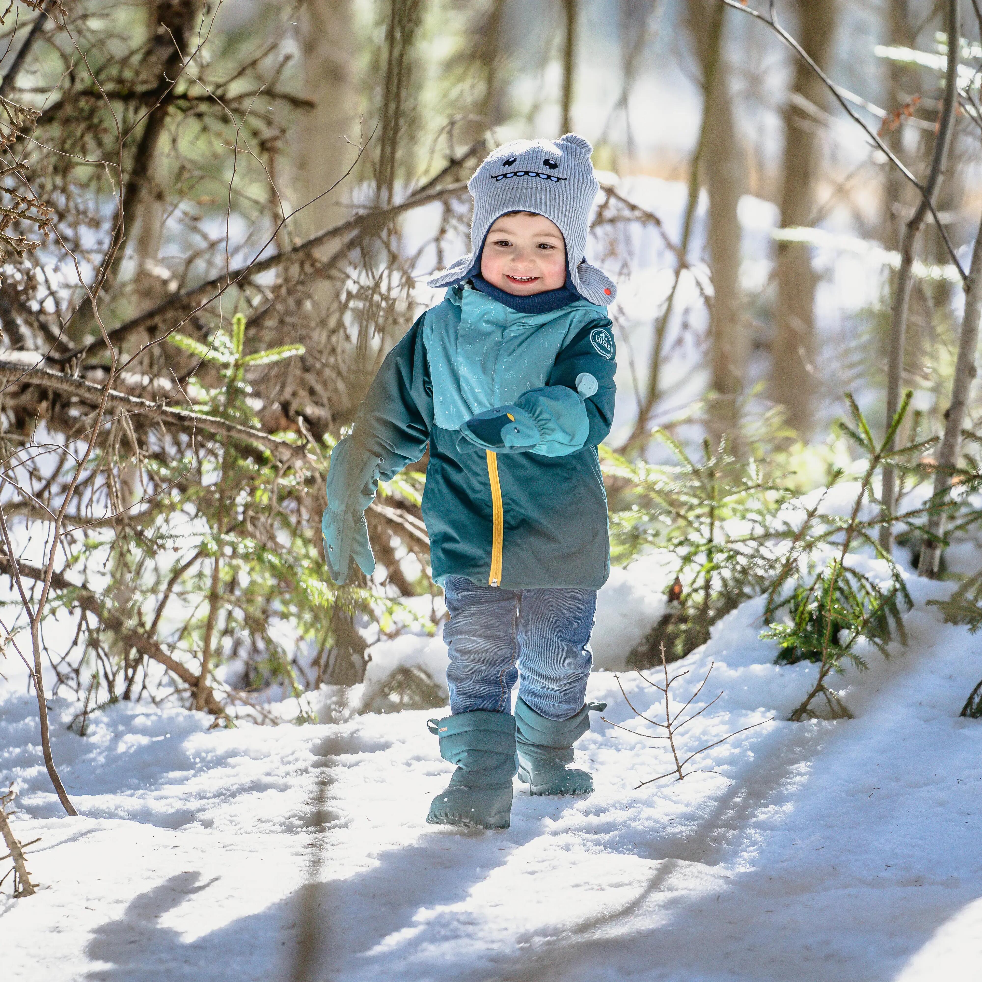 Baby Ski/Sledge Hat - WARM Grey and Blue
