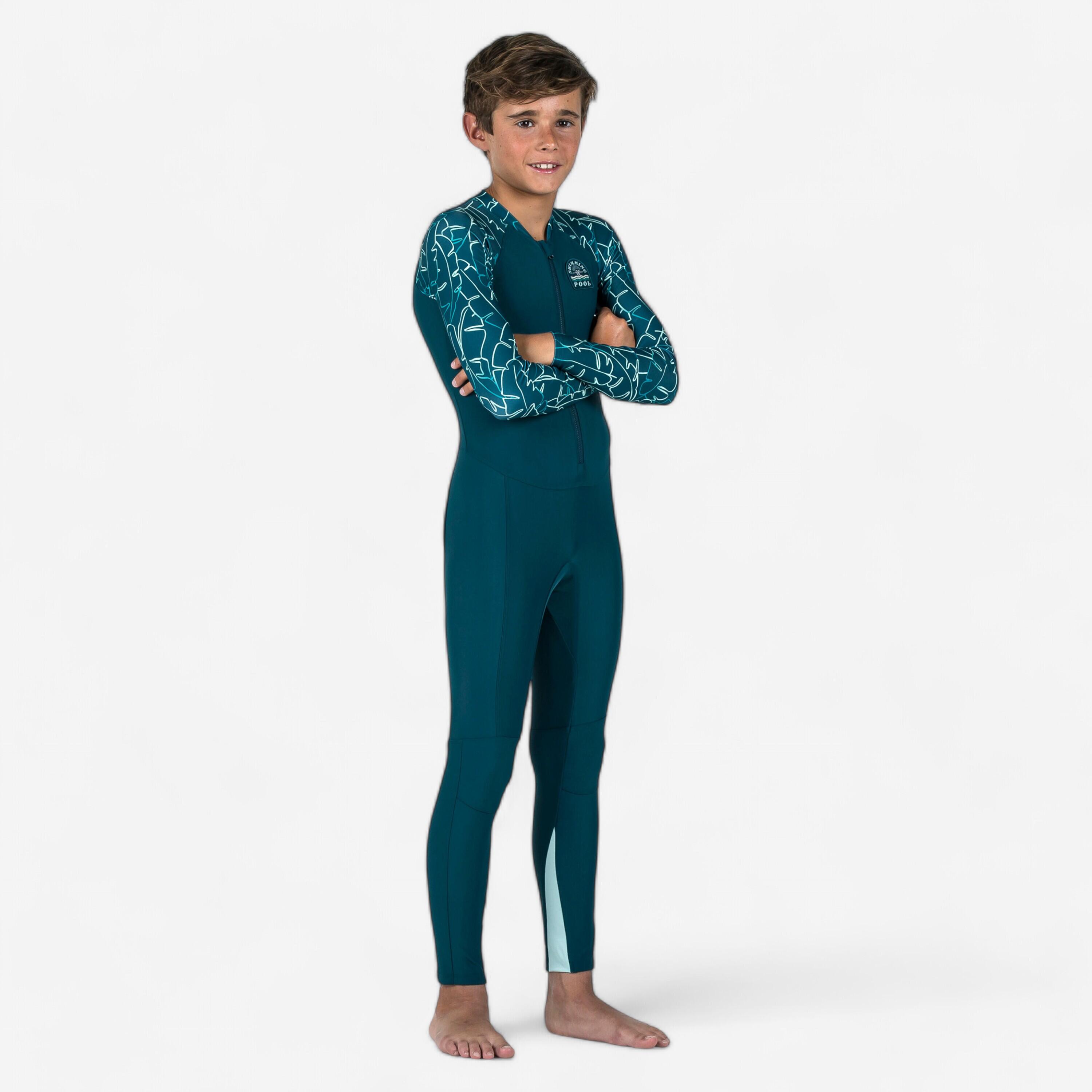 Boy's Swimsuit 100 Long Sleeves & Long Legs BANA - Green UV